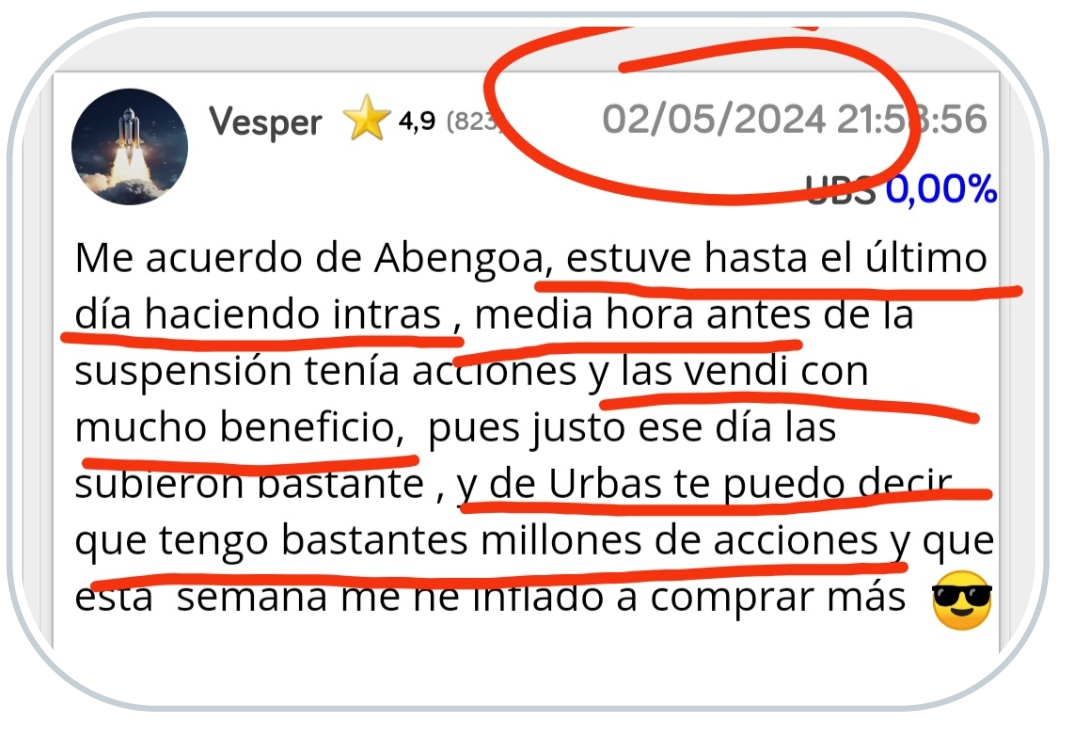 Estás esperando a hacer otro Abengoa en urbas??? Esperas a la última media hora acaso? Apurarás hasta los últimos 5 minutos?
Ansiosos por tus comentarios ..