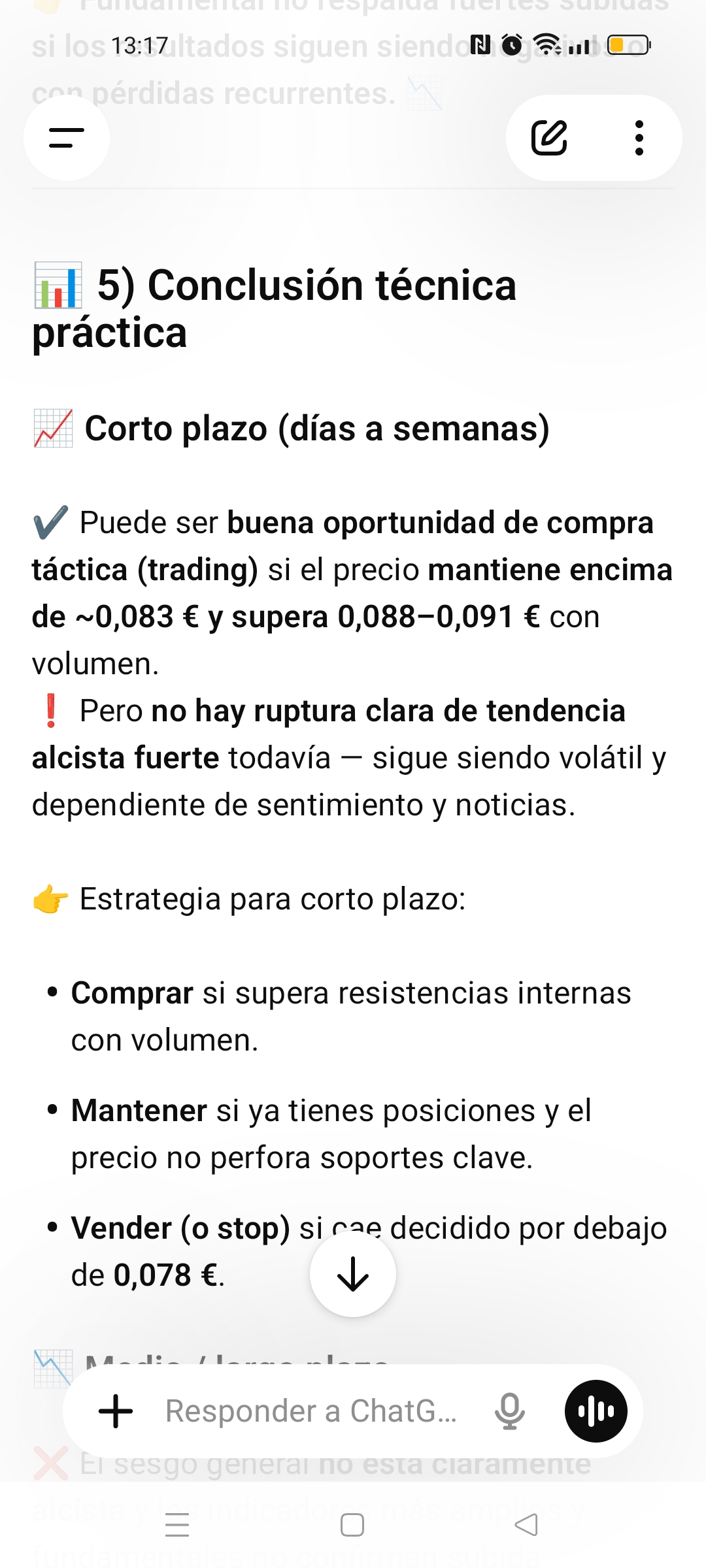 grafico de la accion Grupo Ezentis