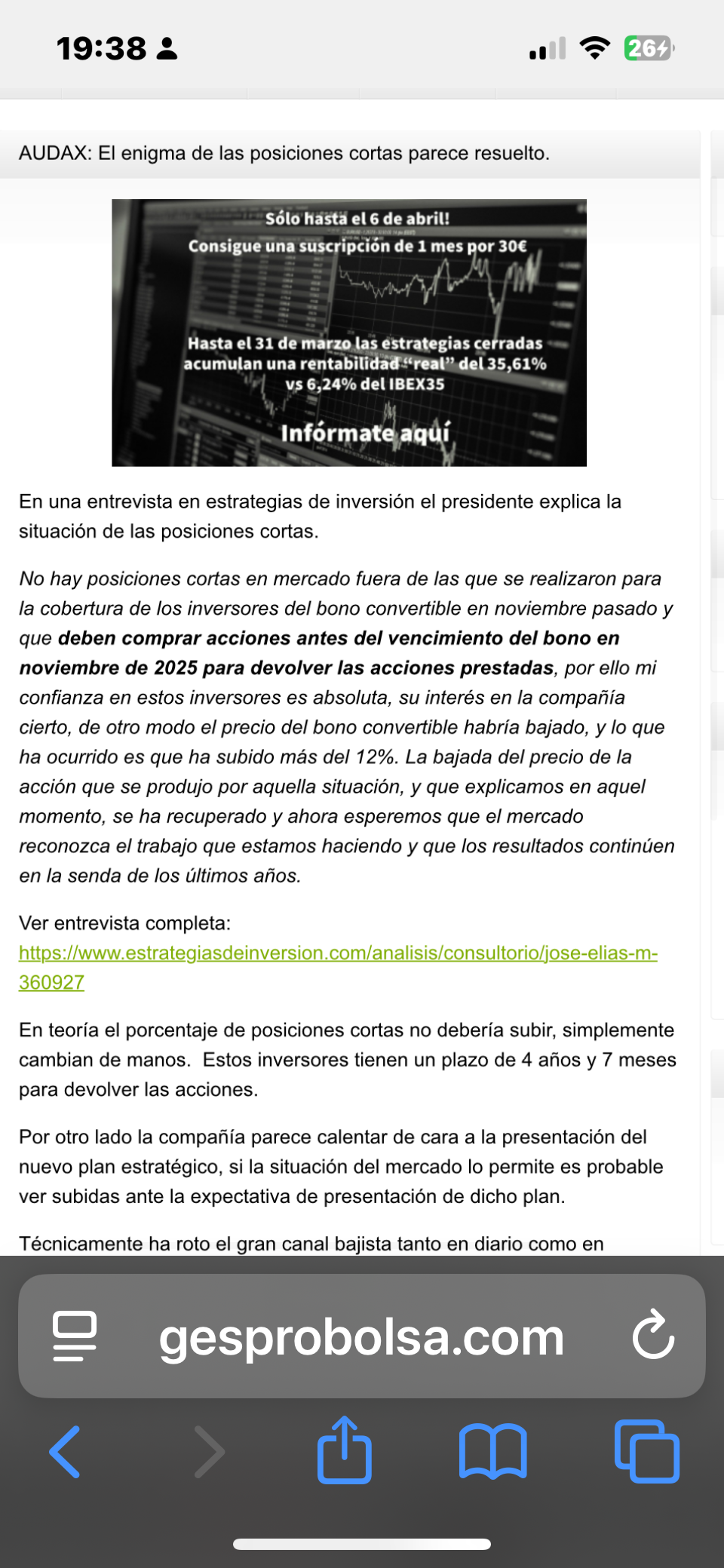 grafico de la accion Audax Renovables