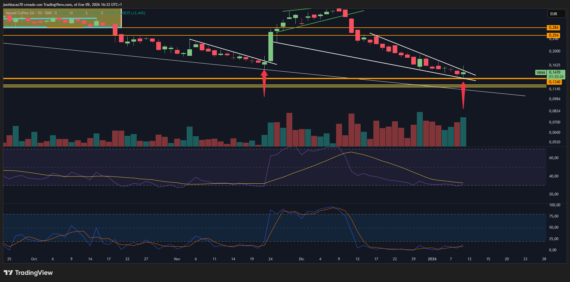 grafico de la accion Vanadi Coffee