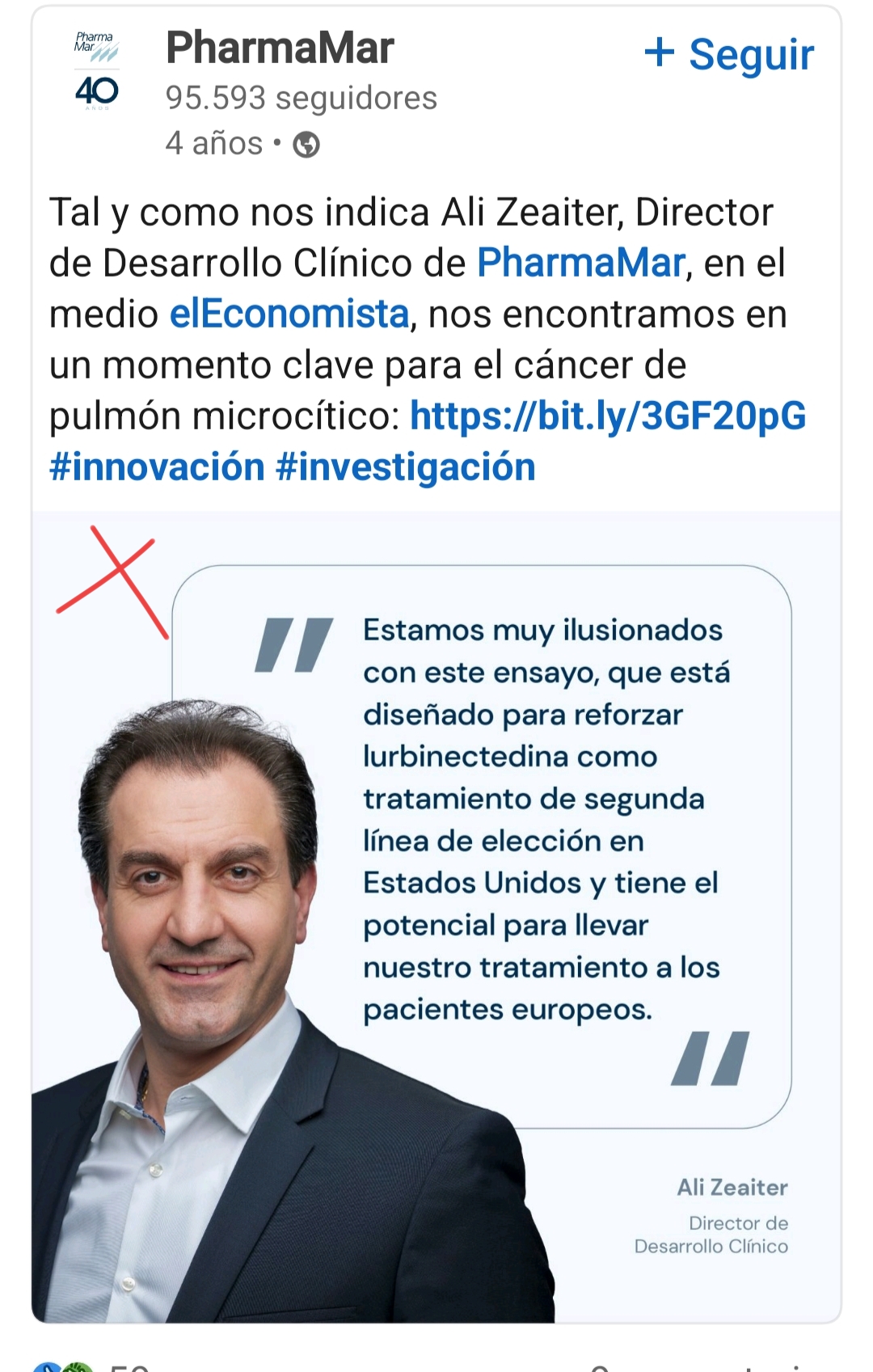 Este es Ali Zeaiter, estuvo muchos años trabajando para Roche ,después para Pharmamar , es el max responsable del diseño de Lagoon .
Hoy ya no está en Pharmamar , se fue ya hace tiempo