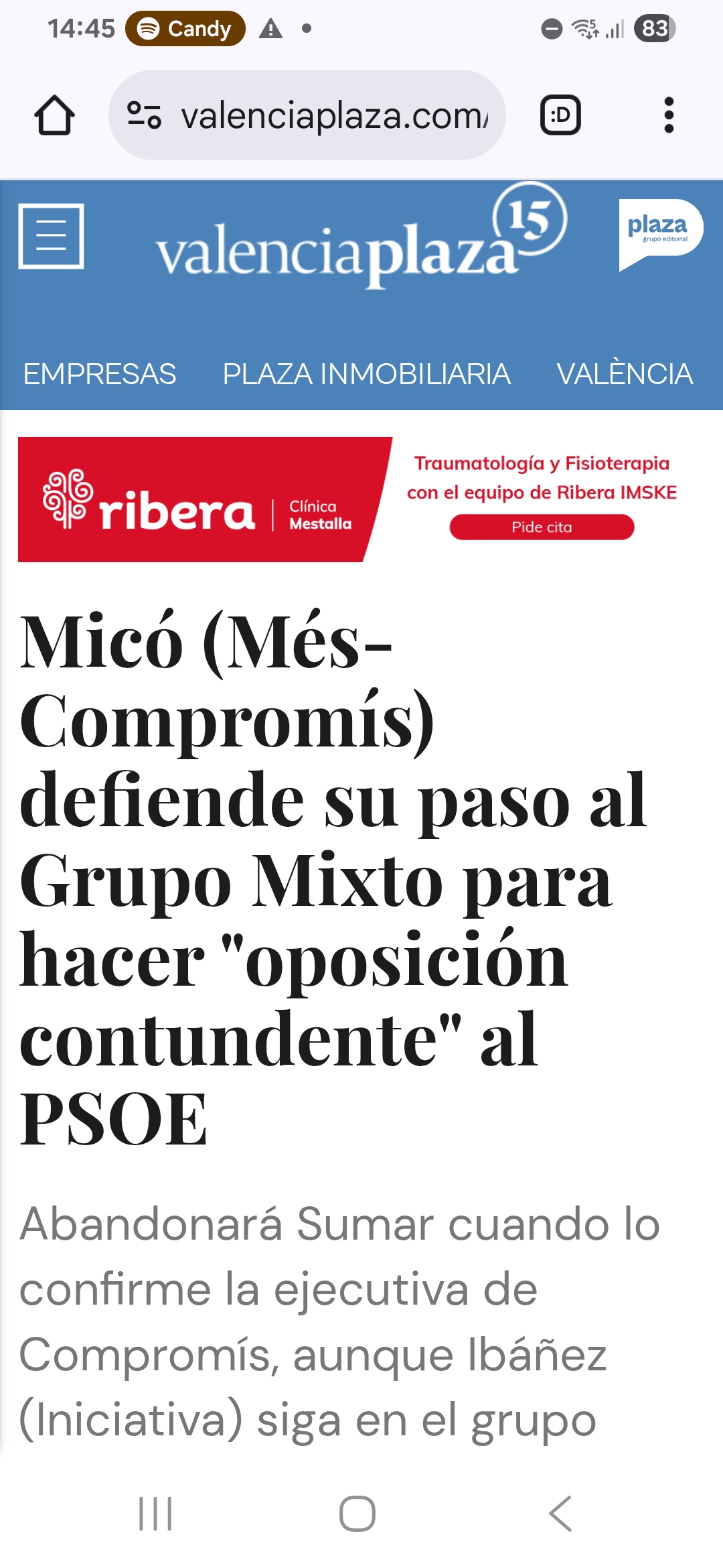 Un escaño menos dependiente del Psoe
