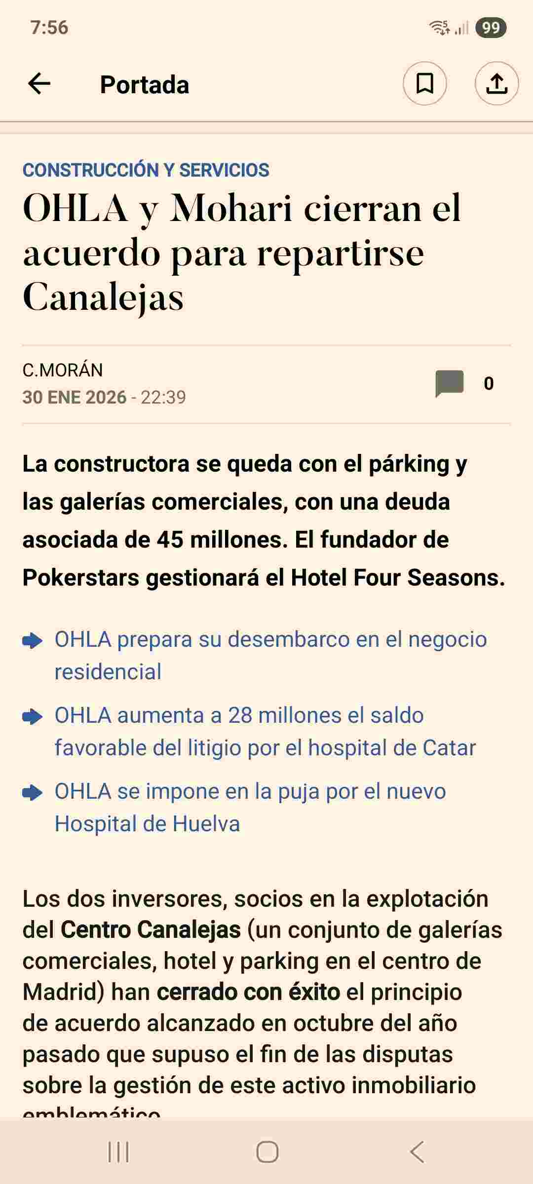 grafico de la accion OHL