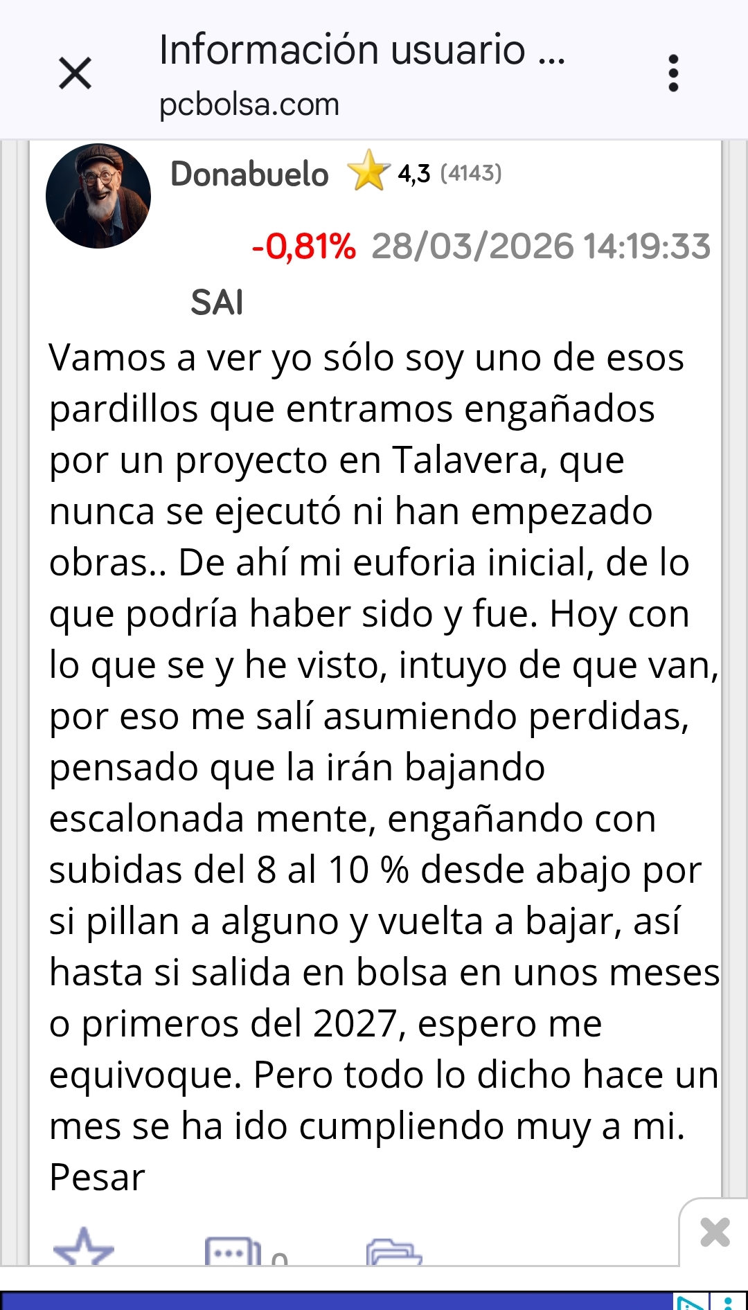 grafico de la accion Substrate