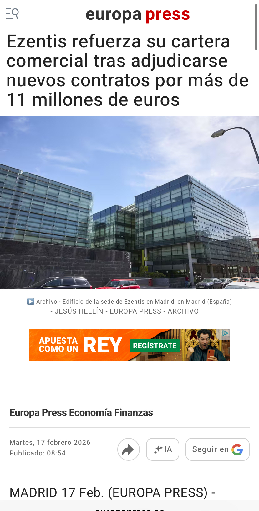 grafico de la accion Grupo Ezentis