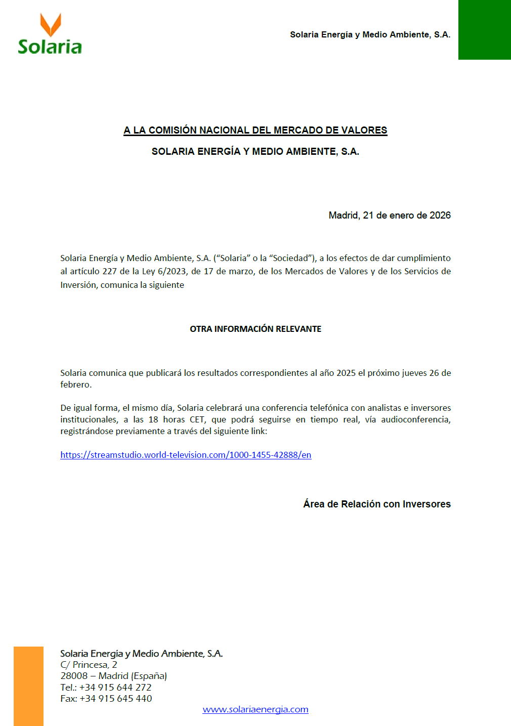 grafico de la accion Solaria Energia