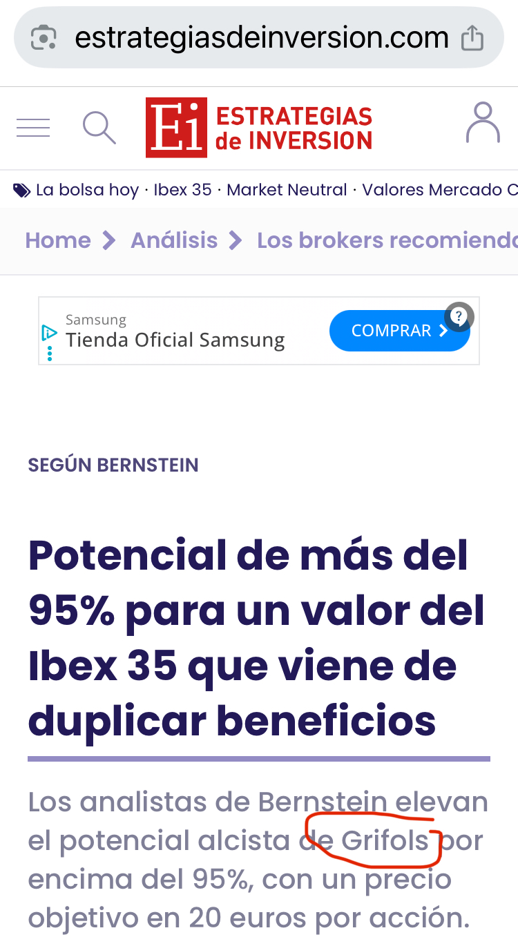 grafico de la accion ACS