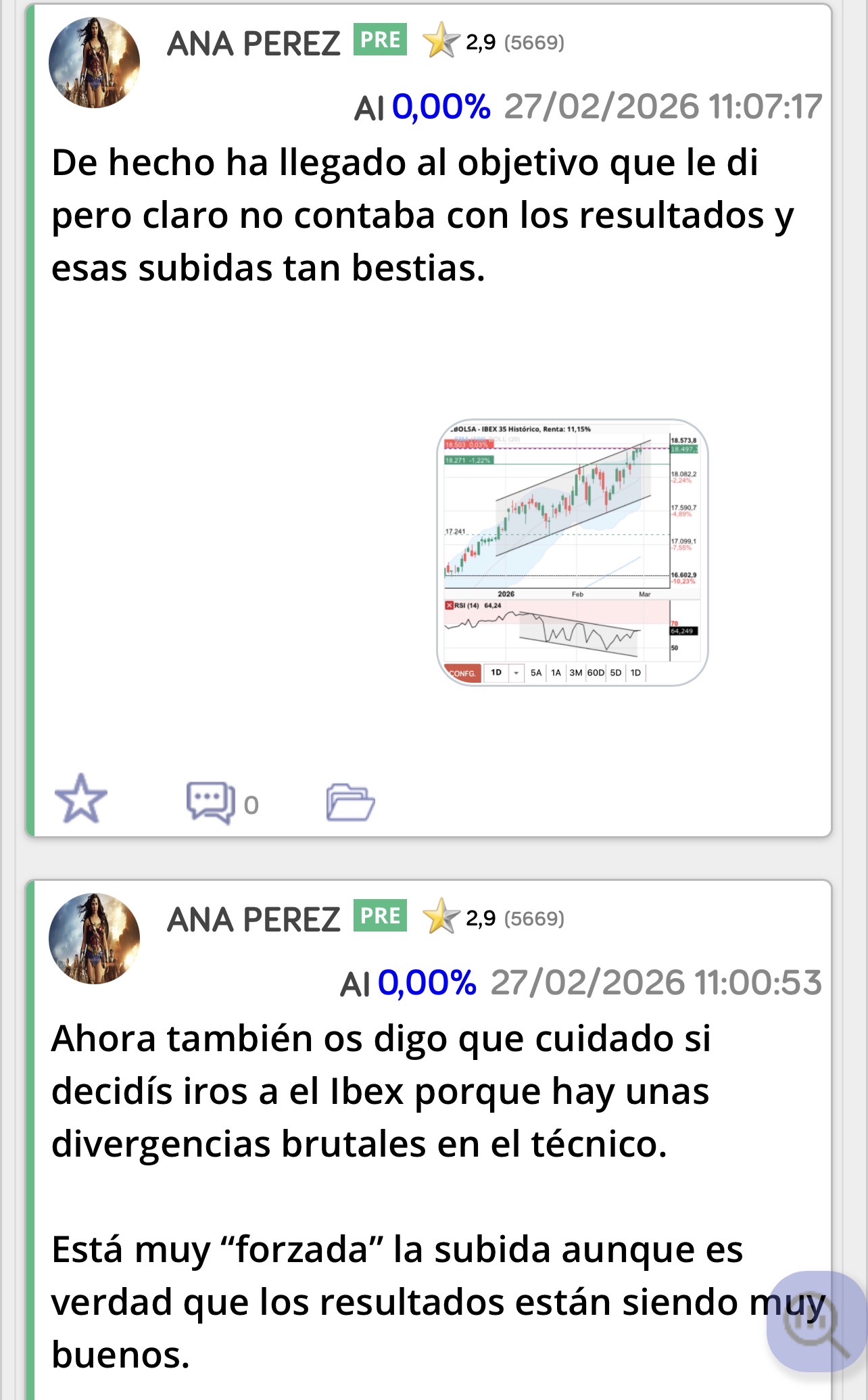 Buenos días
Me alegro mucho de que estos días o más bien semanas de aburrimiento aquí estuve muy pendiente del Ibex porque lo veía todo muy exagerado.
Lo digo por si le sirvió de ayuda a alguien.
Aquí tranquilidad absoluta porque no hay volumen en la caída.