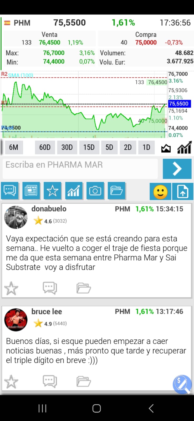 Ya tenéis la versión final para Android:
https://play.google.com/store/apps/details?id=com.fintechvr.PcBolsa
Os la recomendamos el chat es mucho mejor que en la web y mas versátil sin refrescos y publicidad, y hasta el 1 de junio con Tiempo Real gratis.