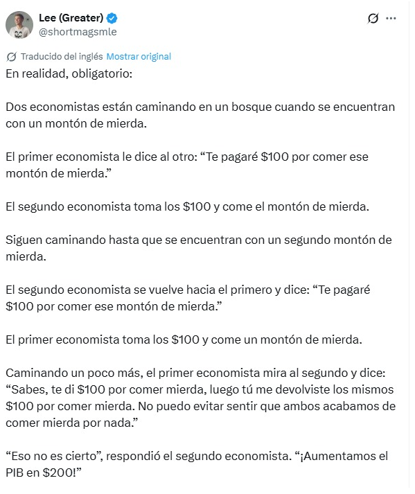 Hablando de mierda. Os pongo la historieta de los economistas.