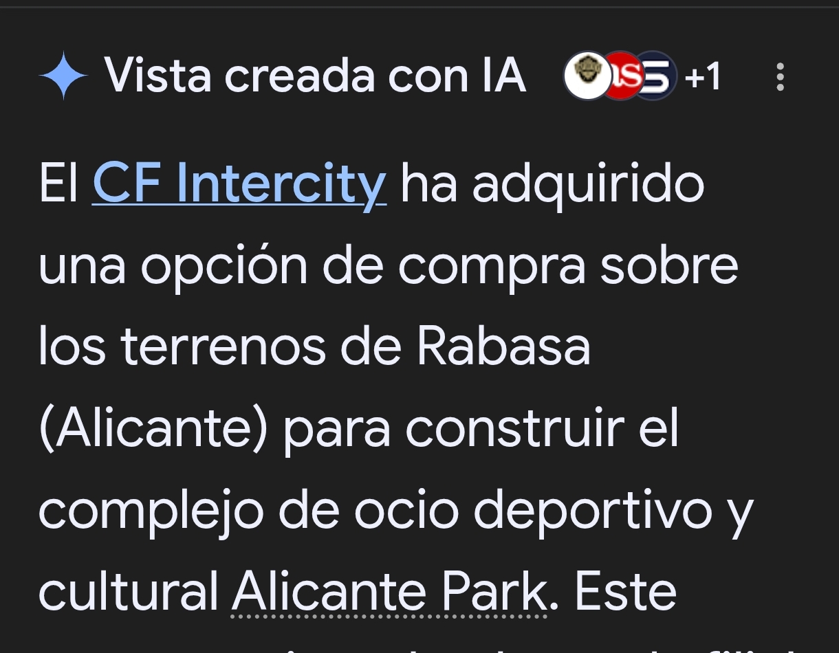 El terreno que Intercity ha firmado un acuerdo de compra es el los TERRENOS DE RABASA, no tiene nada que ver con lo que ha publicado Estherdaysi sobre Hércules, así que nada tiene que ver con Intercity.