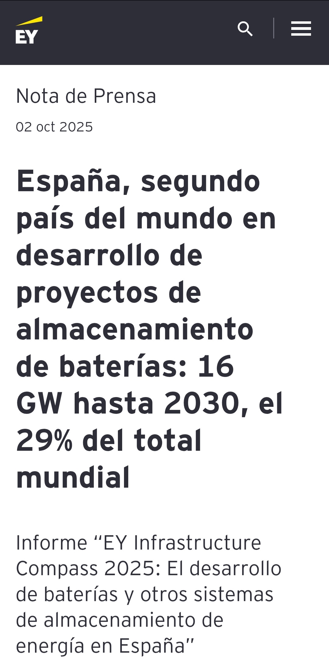 END es la única empresa cotizada en España que va a fabricar, construir y mantener plantas BESS y como pista de despegue, se encuentra en el segundo mercado mundial más importante en desarrollo de proyectos de baterías de aquí a 2030.