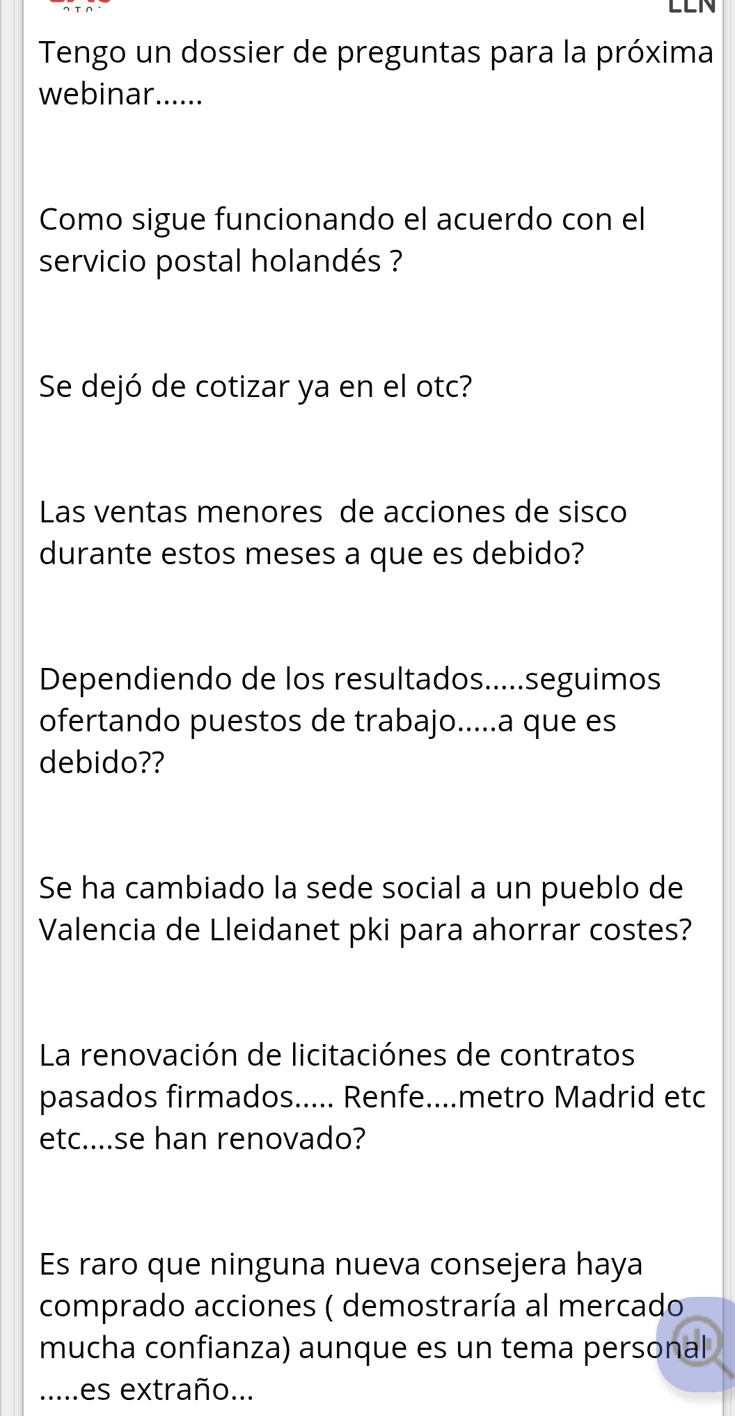 Que se esta haciendo para aumentar las ventas......llevamos 2 trimestres seguidos prácticamente igual que sus semejantes del 2024