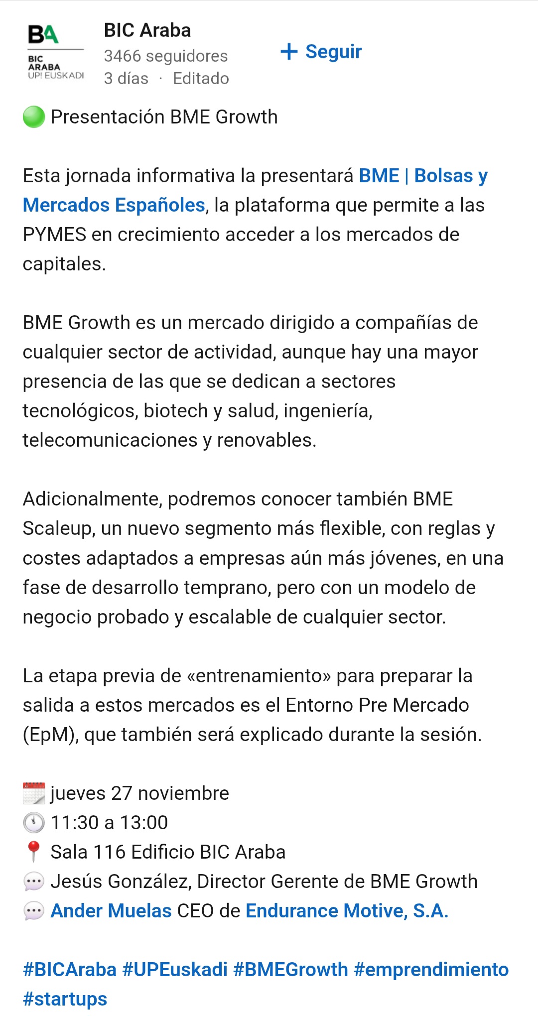 END está en un mes de máxima presencia social (EGEC, GENERA, AEPIBAL DAY, BIC ARAVA..), eso sí, todo son "eventos presenciales de séctor" que no llegan al mercado general ni a los accionistas y es esa falta de noticias la que provoca bajadas acusadas con escaso volumen. Un Investor Day o Webinar, en formato presencial desde la fábrica de Canet y online para todo el mundo, contando "a quién busca invertir y pone dinero", los planes productivos y comerciales de la empresa, hubiera tenido y tendría todo el sentido del mundo ya que los próximos 10-30 días (FEDER, contratos, 1° BESS instalado en España, 100% nacional) son los más ilusionantes en la historia de esta empresa. Hoy, la comunicación lo es todo y aquí, habría mucho y muy bueno que contar.