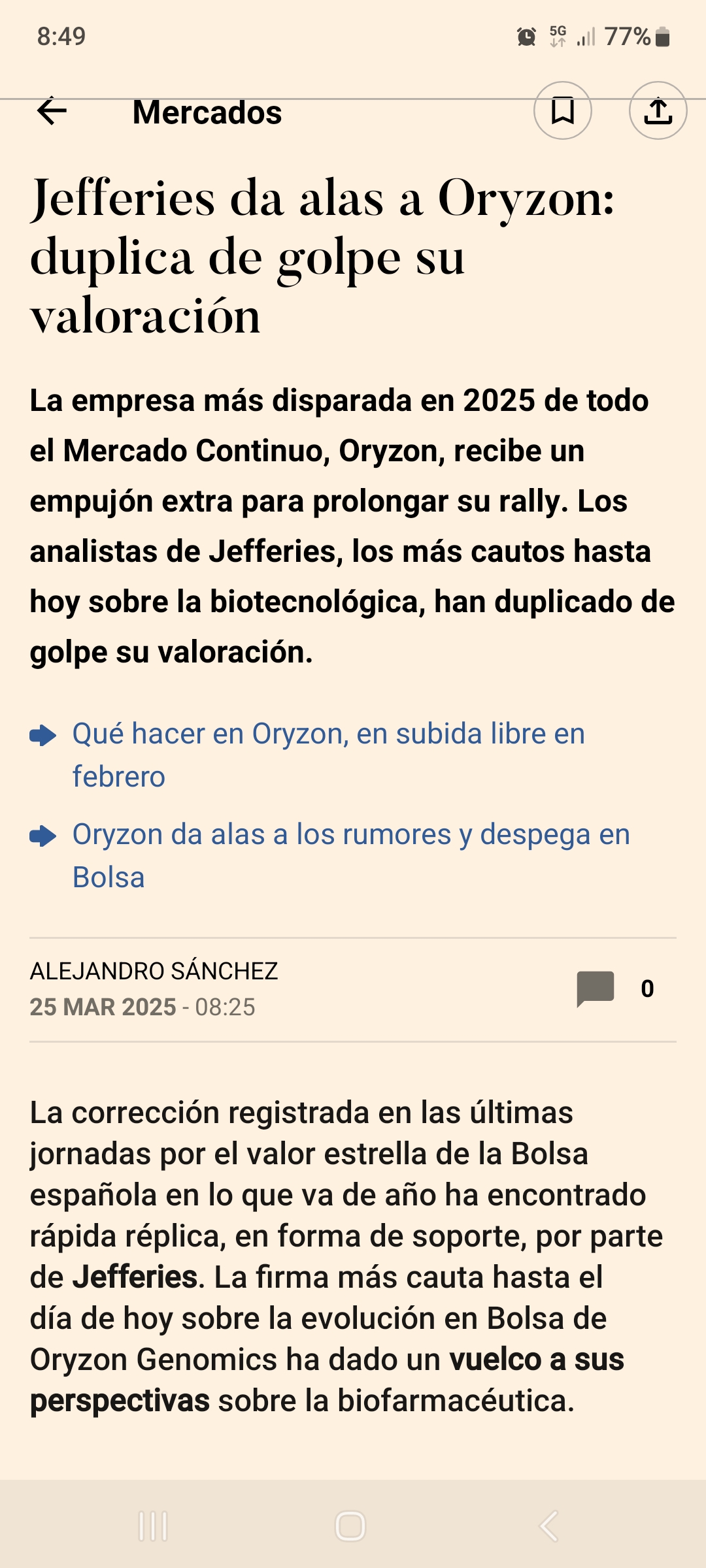 Pongo noticia adelantada por los compañeros