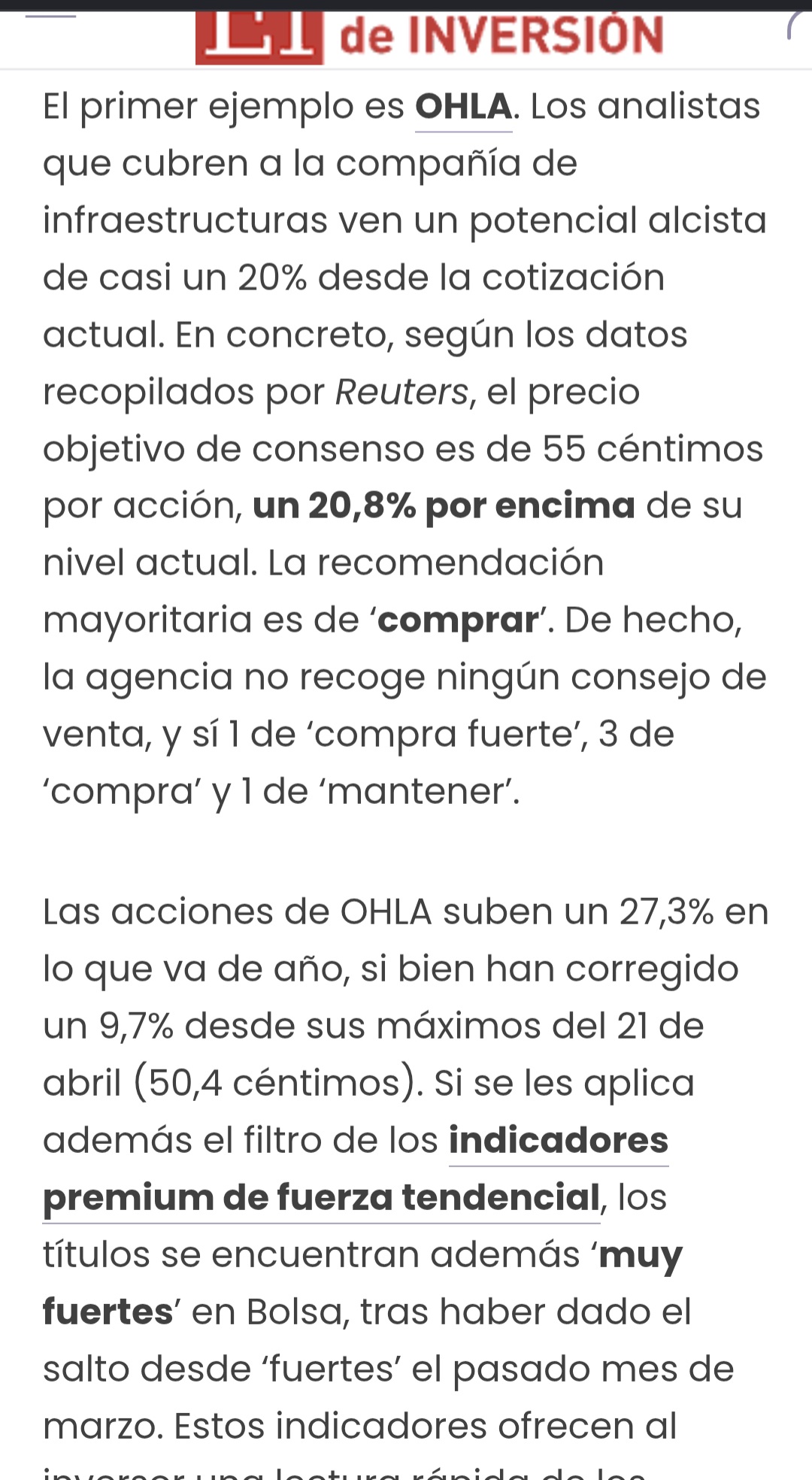 Mirar lo que piensan de nosotros que es el momento de comprar fuerte en OHLA no se a que espera para subir