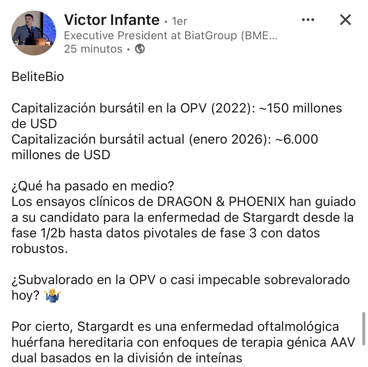 Es la enfermedad de SpliceBio y los duales de AAV… brum brum
