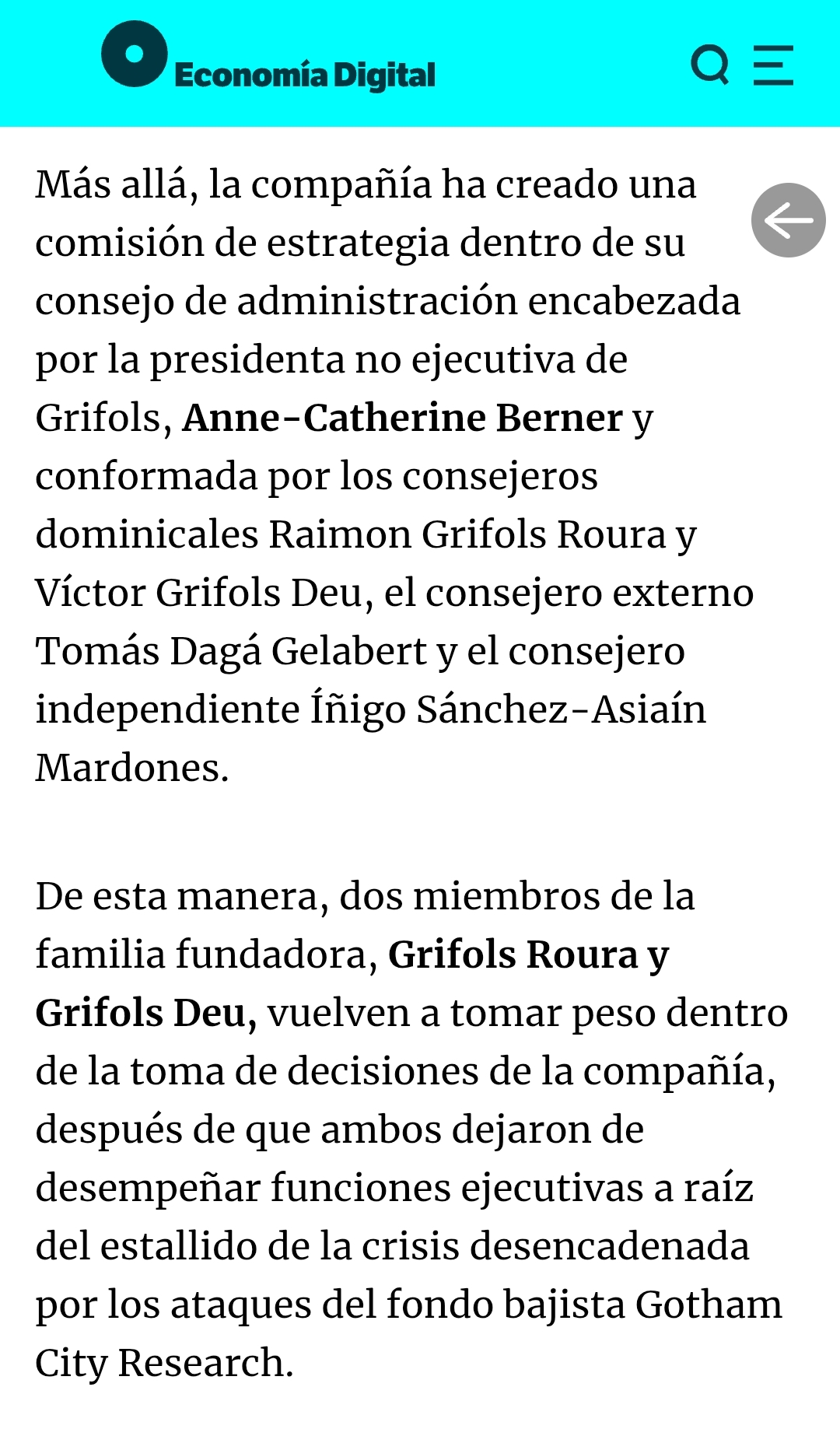 grafico de la accion Grifols A