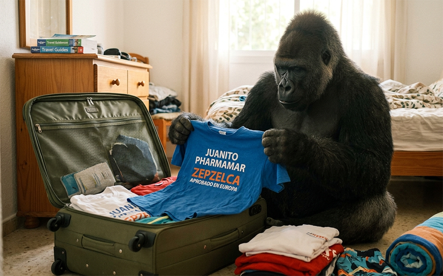 Juanito lo tiene claro, vacaciones, viaje ;-), con su camiseta de lo pasado ....