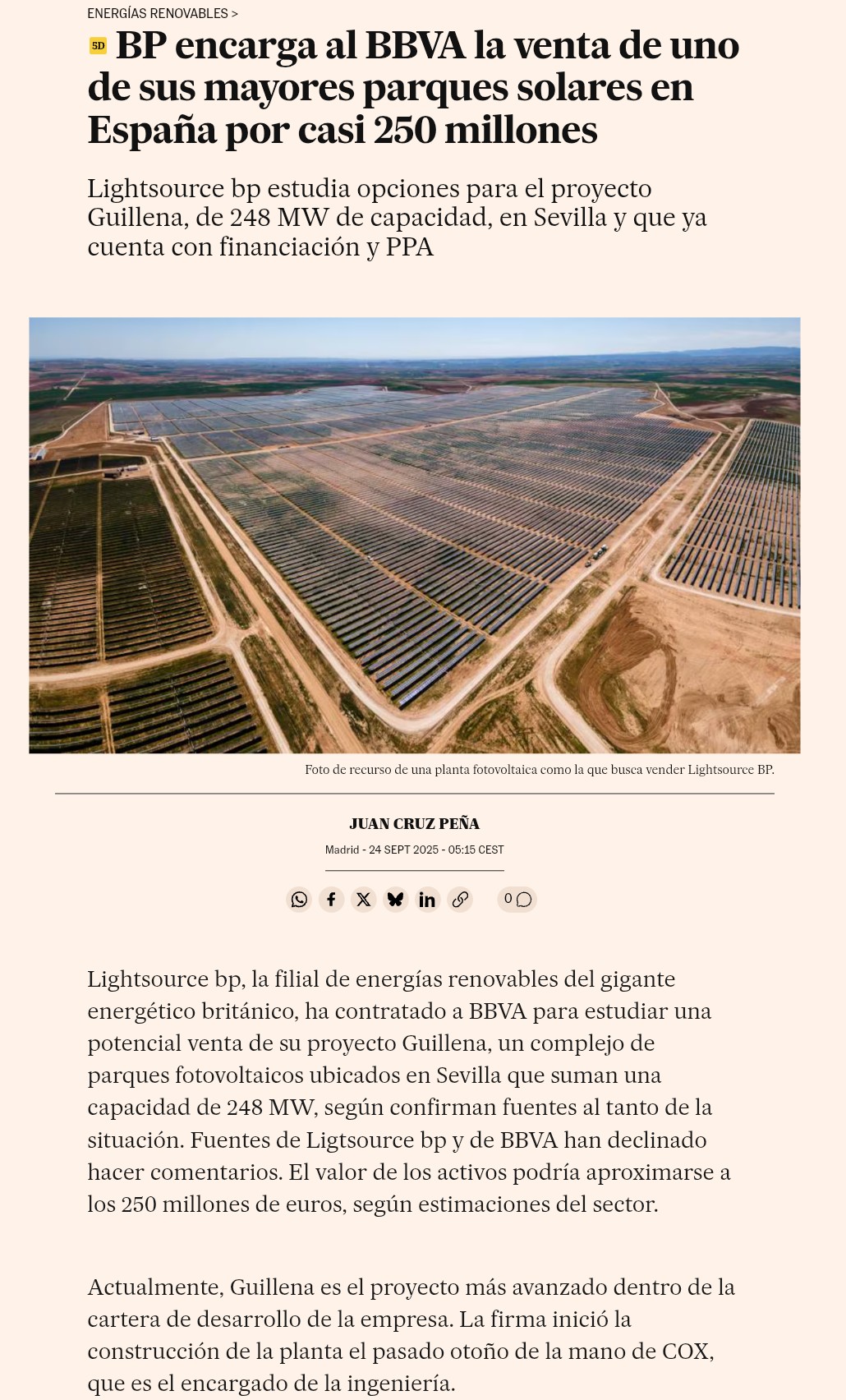 Calcula a como se está pagando MW según esta noticia esta mañana