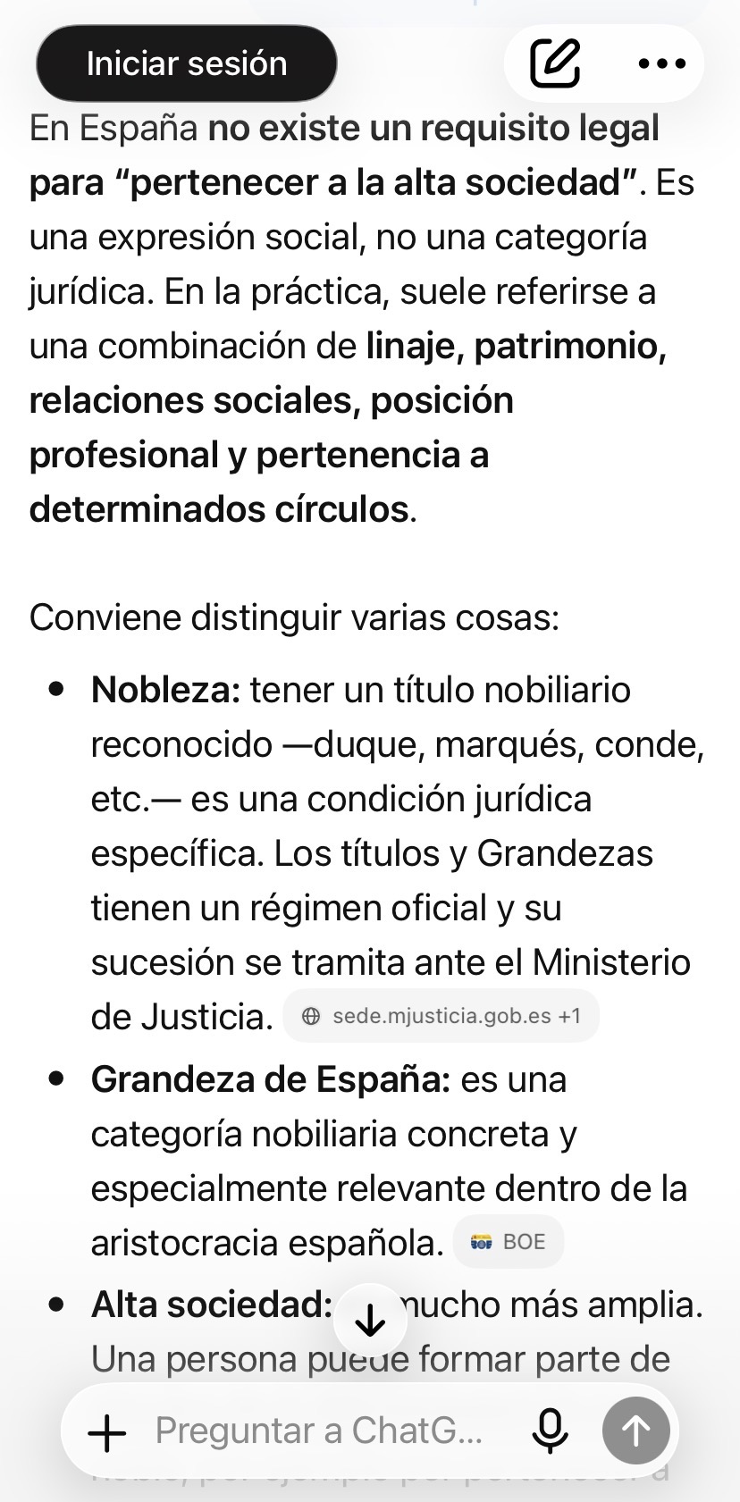 Jose Elías y Eric Ponce se preguntan ahora en un reel qué patrimonio hay que tener para ser alta sociedad. Elías dice que 50m€. Según esto, el Rey y sus hermanas y la reina no serian “alta sociedad”. He preguntado a ChatGPT y dice esto: