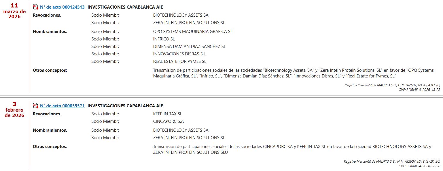 Parece que ejercieron la opción de compra de Investigaciones Capablanca, AIE y la soltaron al mes, espero que con pluses....