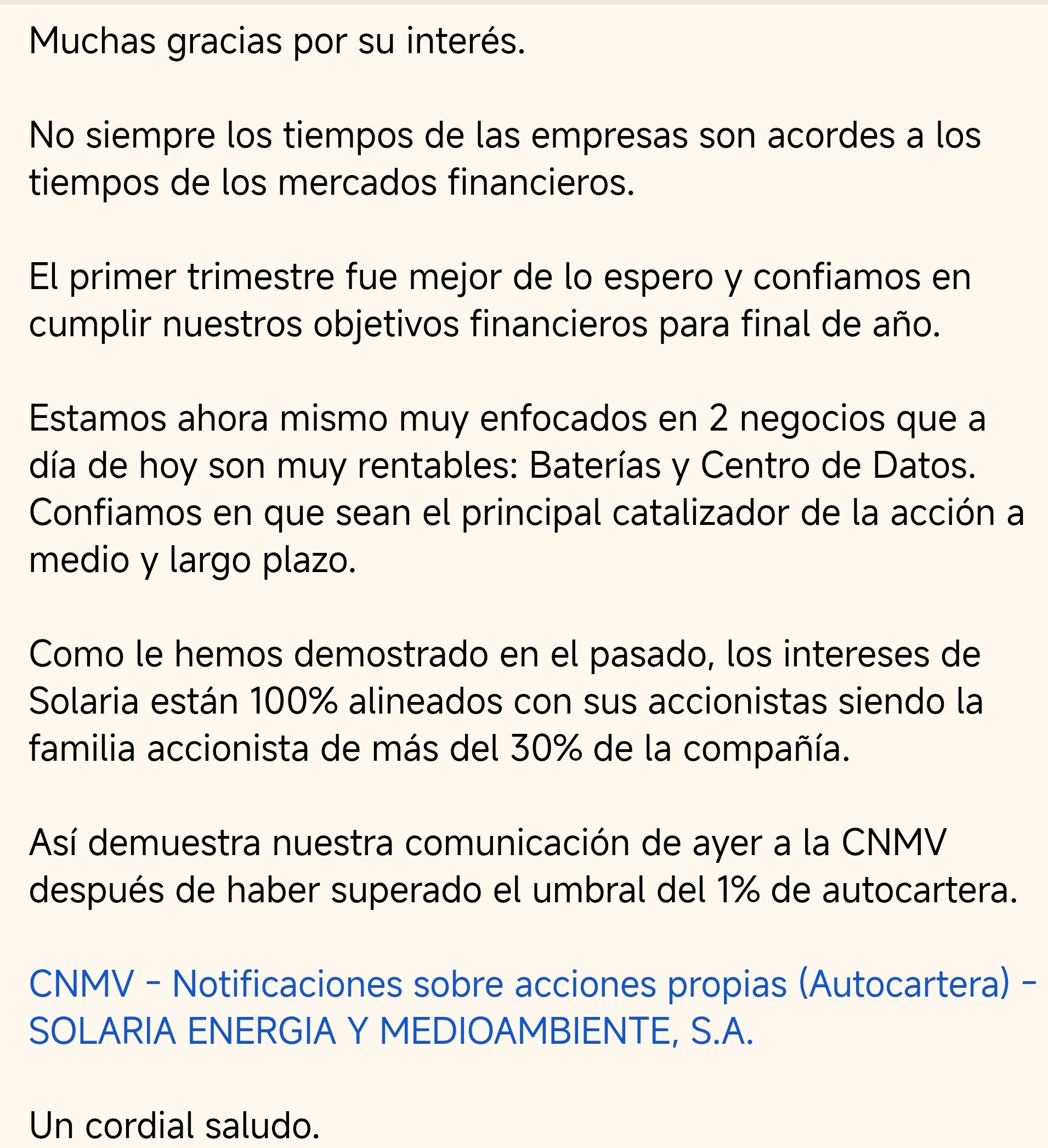 Lerra, esta es la plantilla/respuesta que despacha la empresa a cualquier minorista que pregunta