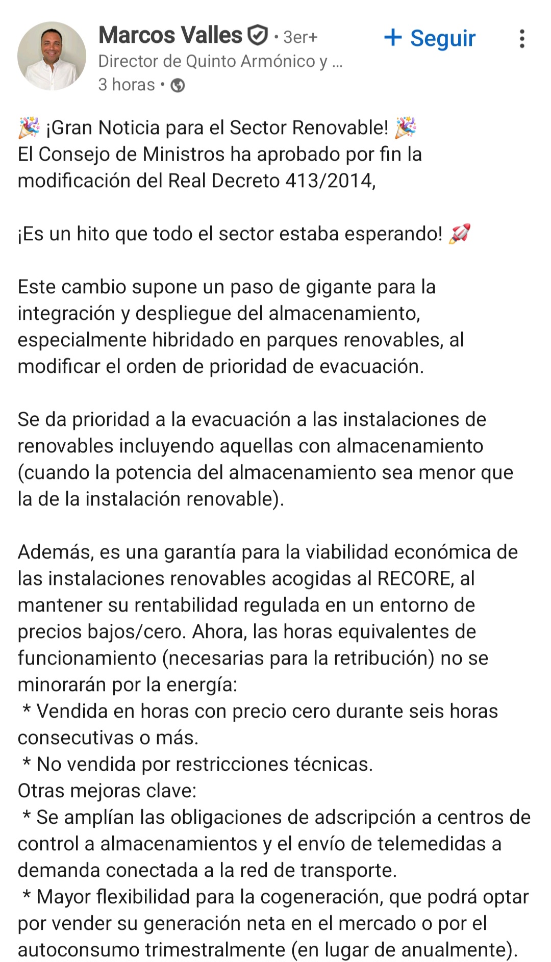 Hoy se ha aprobado la modificación de la prioridad de despacho en favor del almacenamiento, una de las medidas clave e imprescindible que faltaban para el despegue de las hibridaciones de parques renovables.