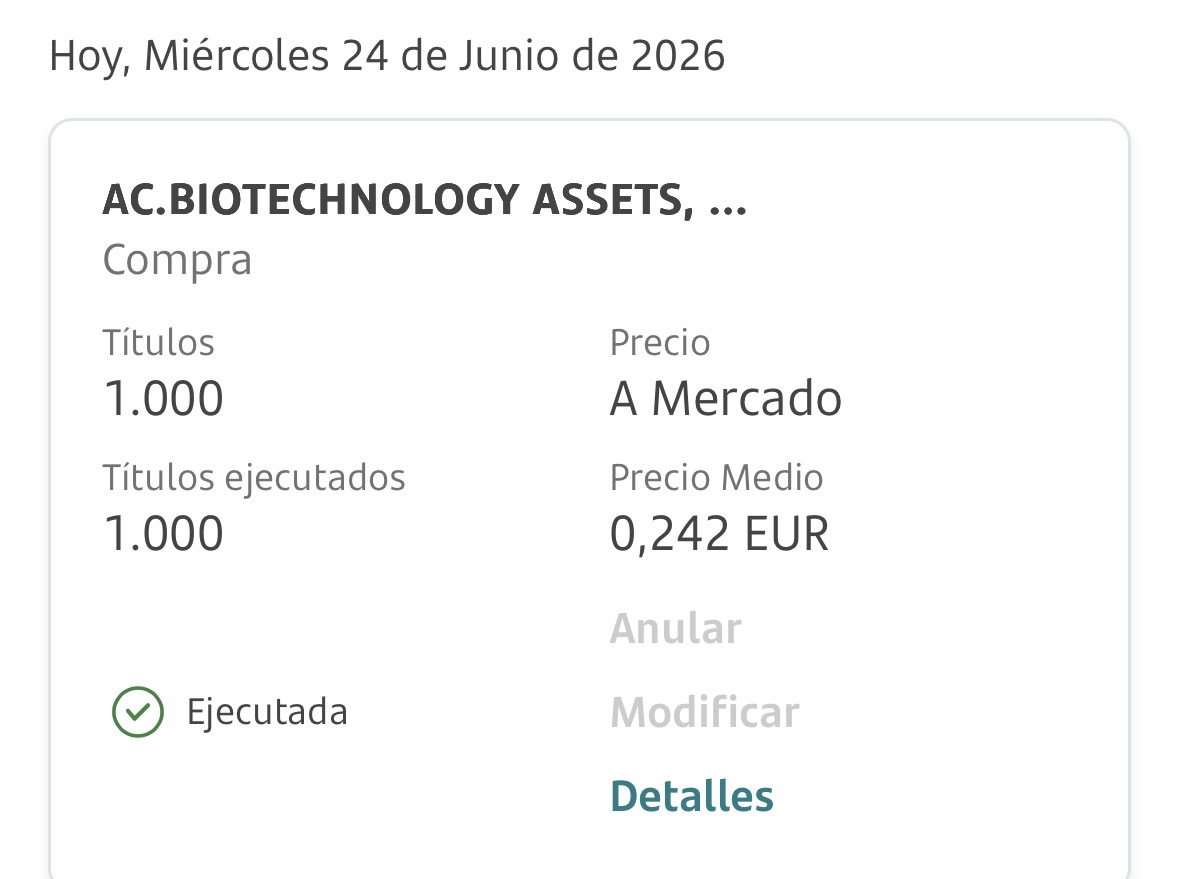 Efectivamente, he comprado 1000 y si me sigue dando precio lunes, pillaré otras 10. Me resulta curiosisimo como tenéis controlado que he cogido 1000 alcista y su primo
