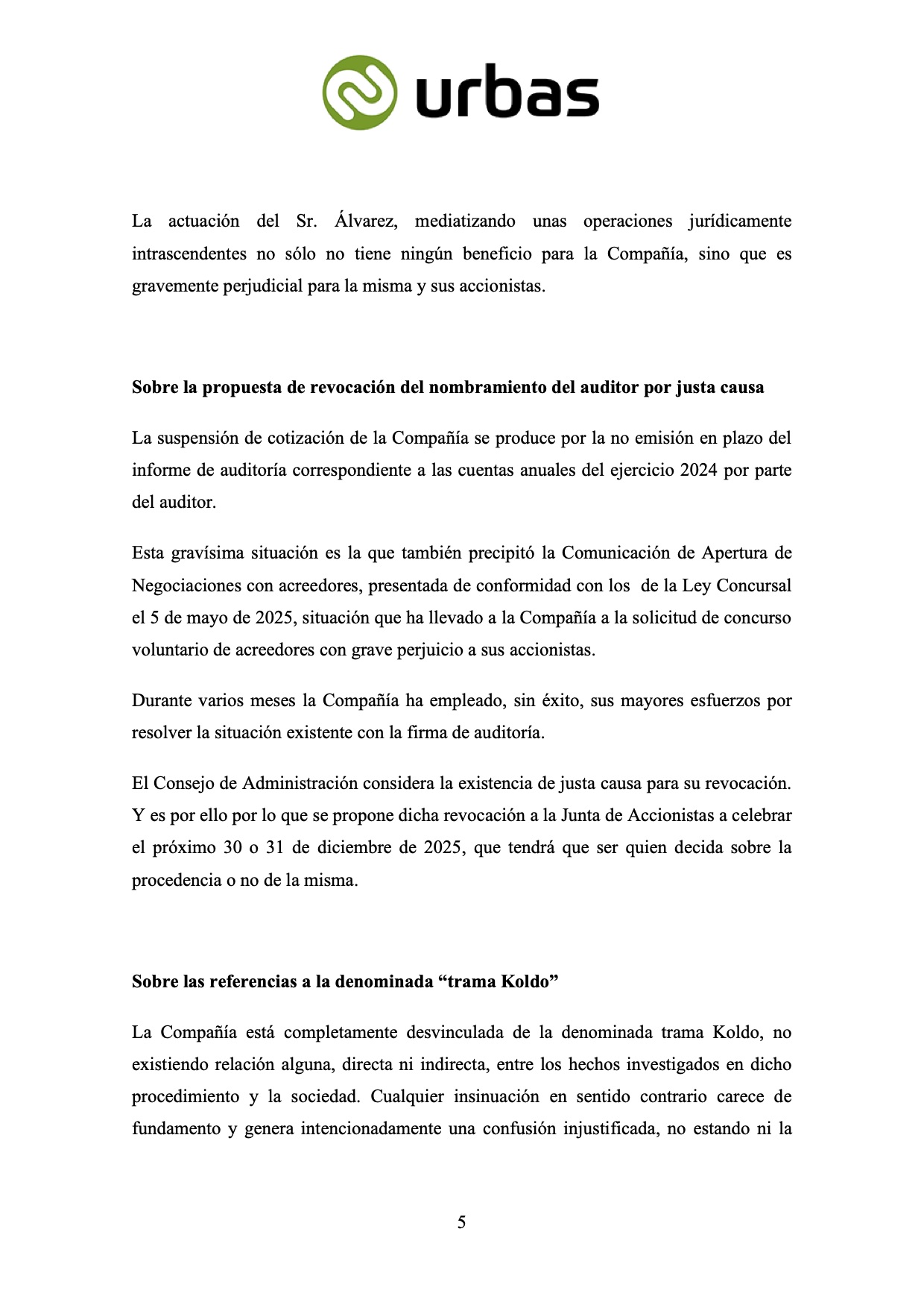 grafico de la accion Urbas Grupo Fin