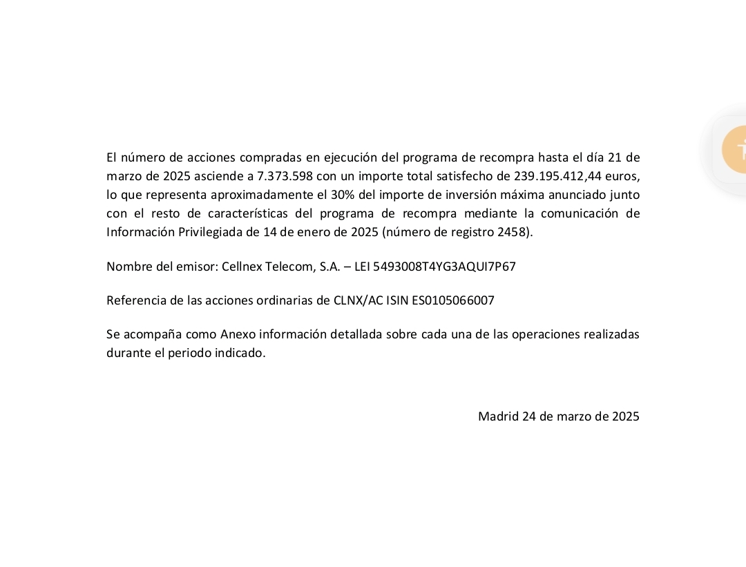 Recompradas el 30% d acciones posibles