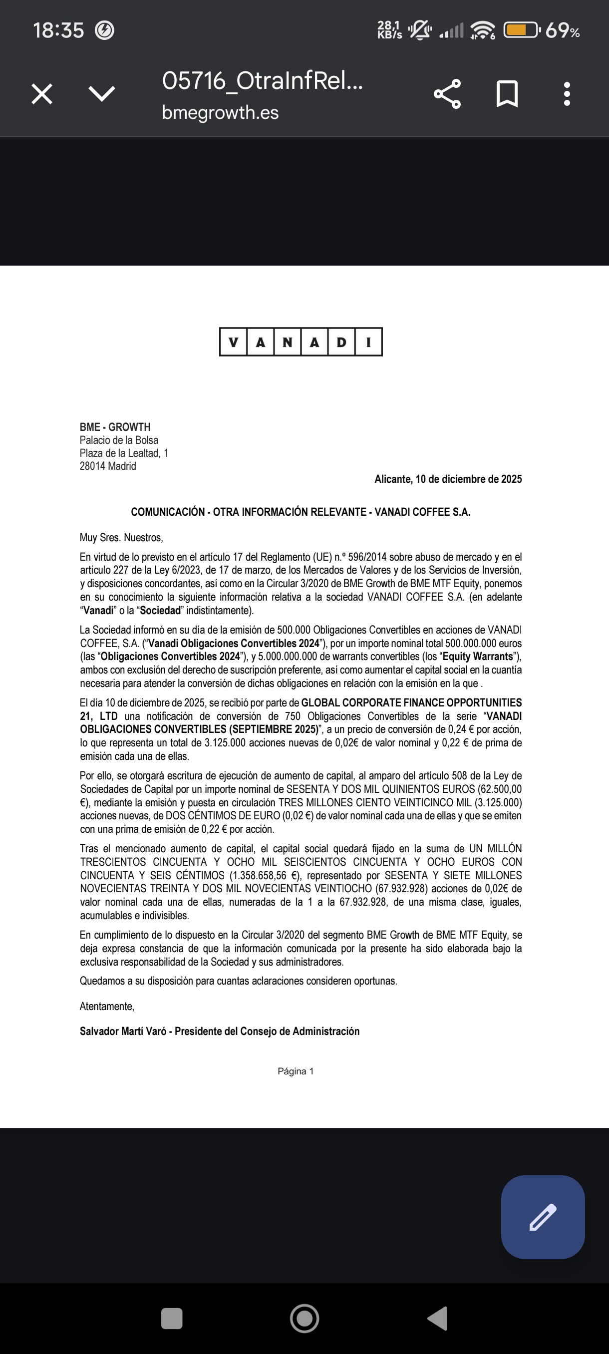 Getamoney, te paso el OIR de hace un rato.