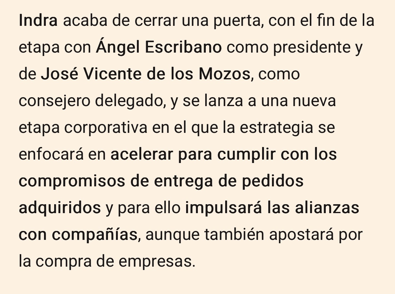 Ojito a esto eh ?
Su prioridad es “acelerar” la entrega de pedidos y cumplir los compromisos.
Y dicen que para ello “impulsarán” las alianzas con compañías o comprar empresas.
Le interesa a Indra una compañía como Airtificial ?
La respuesta es obvia porque a qué se dedica Airtificial ?