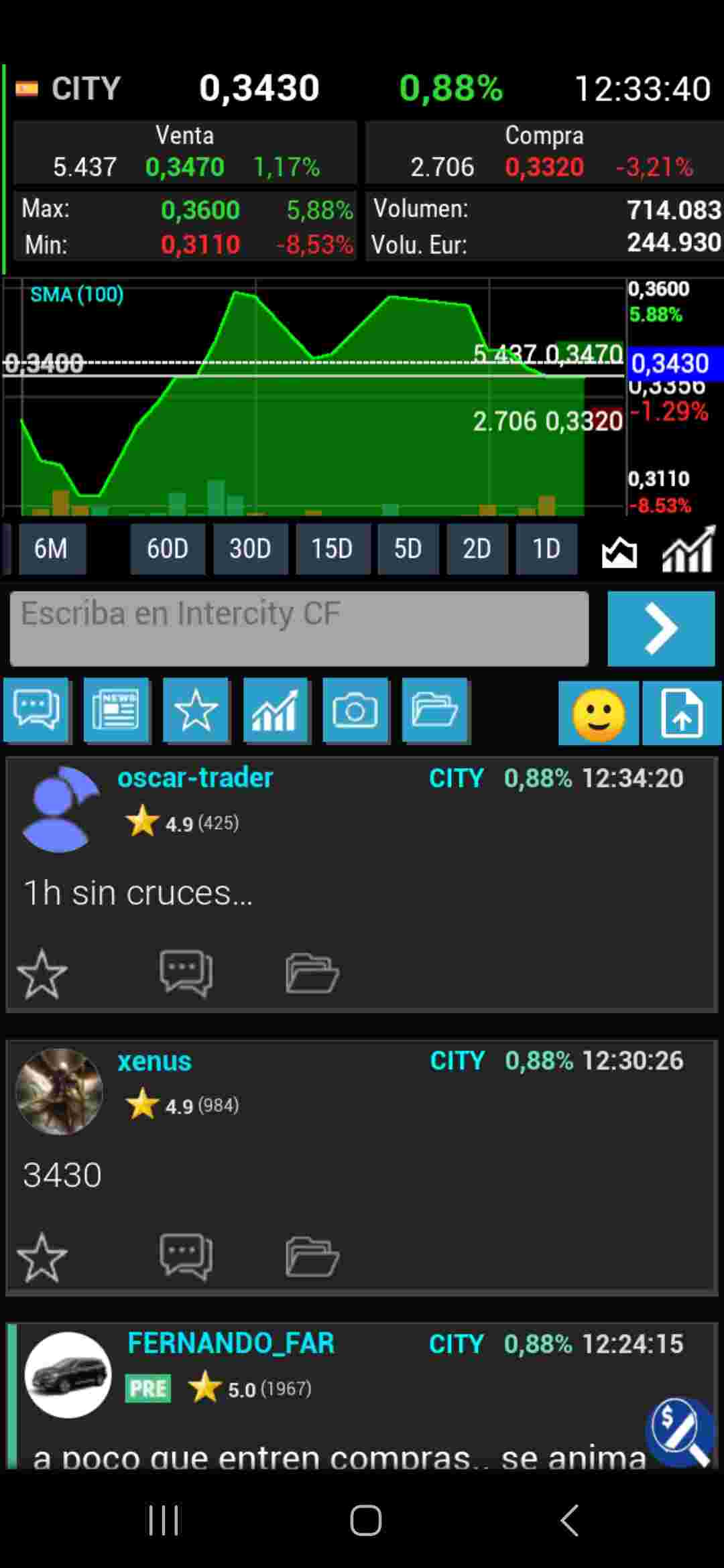 asi se ve desde la app no vemos problemas de refrescos de la cotizacion