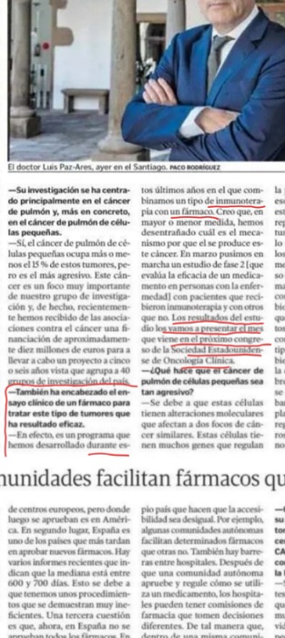 Habla de ImForte ( son decirlo ).. y de 2small aunque el periodista se lió ..no se enterò lo que le dijo
2small fase II está terminada se prsemta tbbenn Asco
Está hablando de lo que presentan en ASCO
2SMALL tb es de él ,lo presenta su colega Santiago Ponce