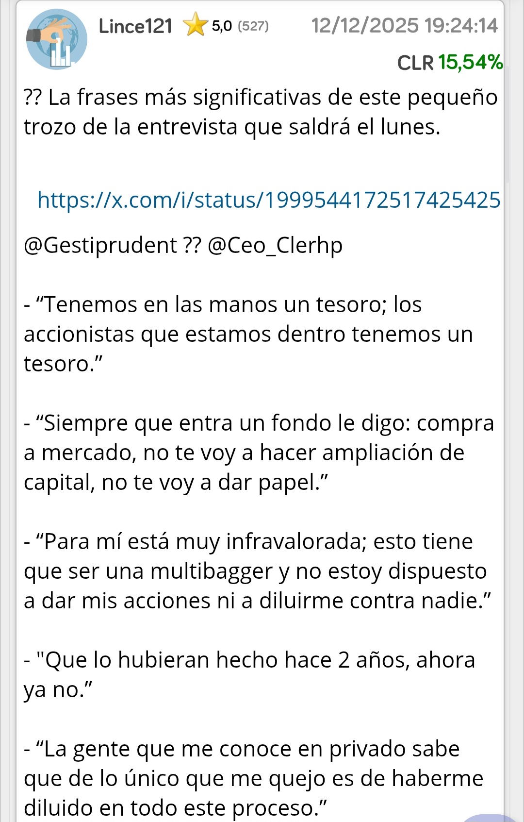 grafico de la accion CLERHP