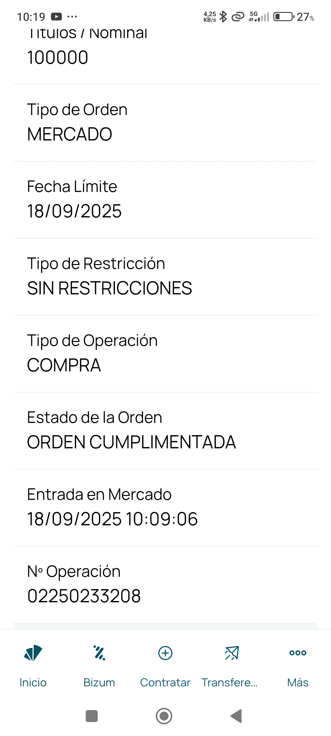 A ver, para los lentos como tu, te lo vuelvo a poner, mi orden cumplimentada