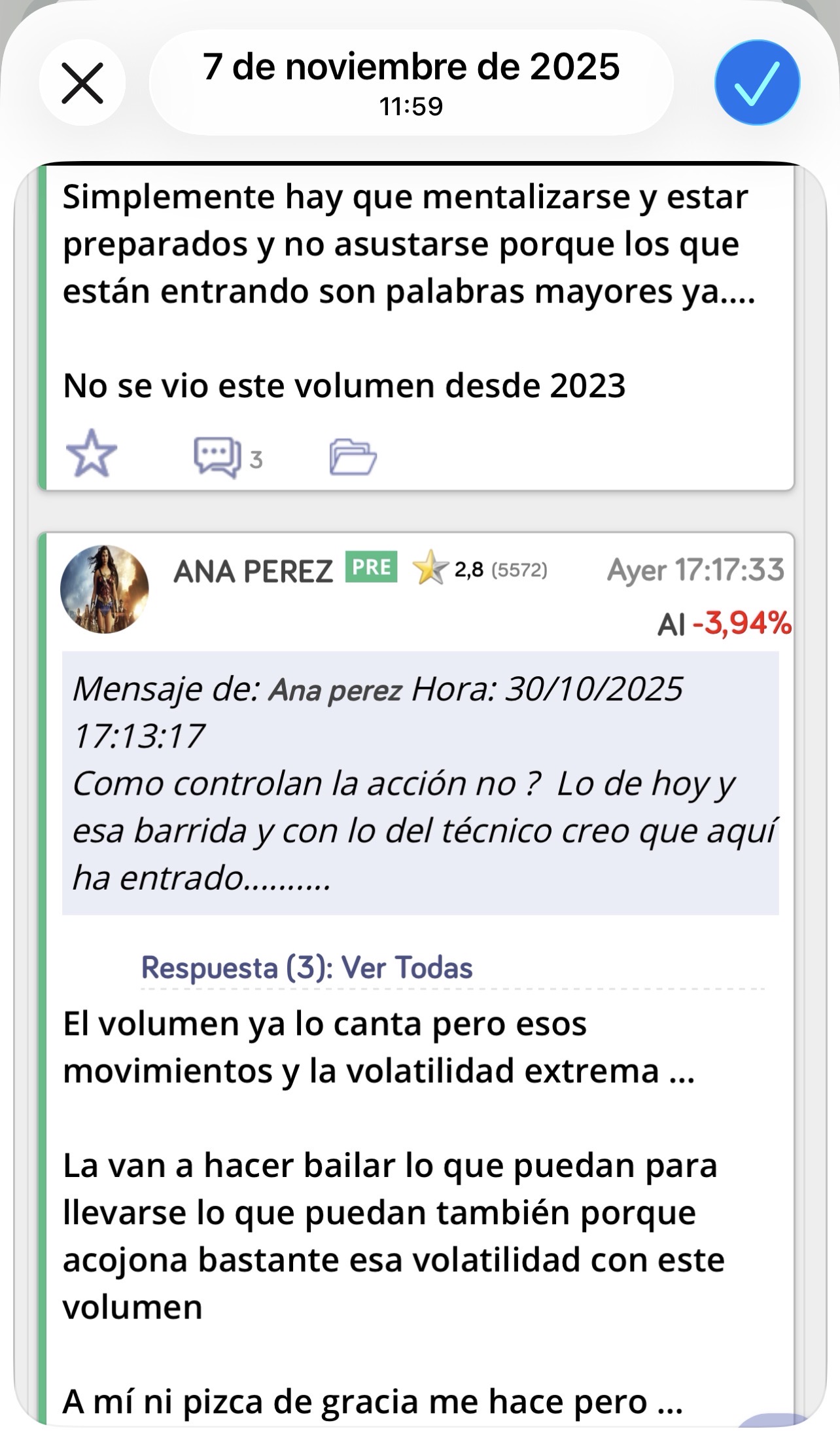 Que viene muy bien pero no avisaste del IBEX ? No…
O el dinero no vale igual para un chicharro que para una grande cuando se pierde ?
O sea que como te gustan los chicharros sólo ayudas en los chicharros.
Muy generoso por tu parte.
Y de todo eso que tú dices aquí también lo avisé yo sobre todo con lo de la Sepi y desde entonces muchos aquí me odian pero me da igual….
Con lo de Indra también lo intuí que venían curvas para estar preparados… <span class="Emo21"> </span>
Aunque se pasan mil pueblos.