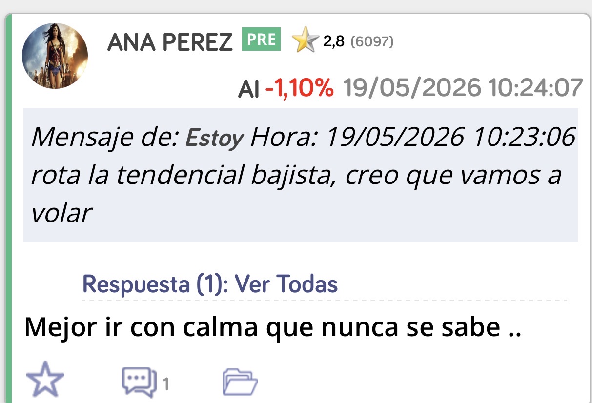 Es más … a los que calentaban aquí por lo de los drones intenté enfriarle los ánimos…
Es que falta lo de Indra y antes no interesa .
