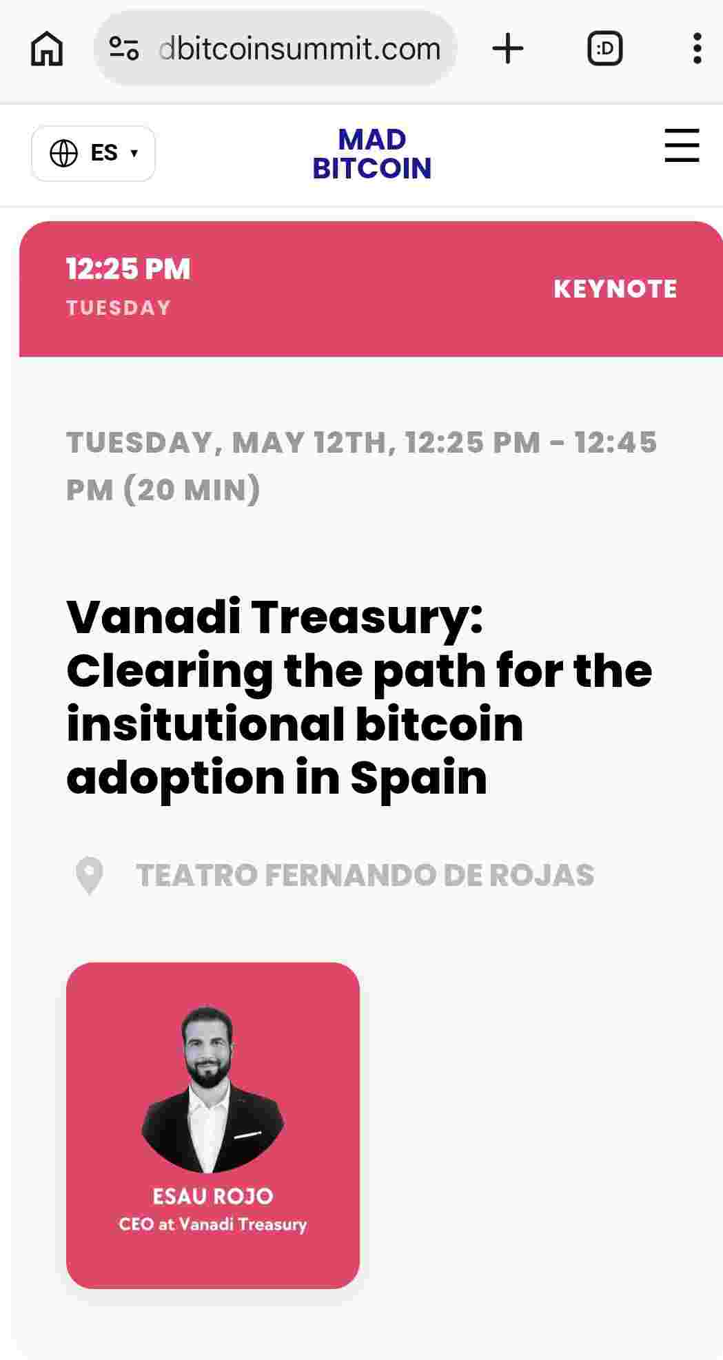 mañana habla en la conferencia. 20 minutos. No se si podra ver o descargar lo que dice