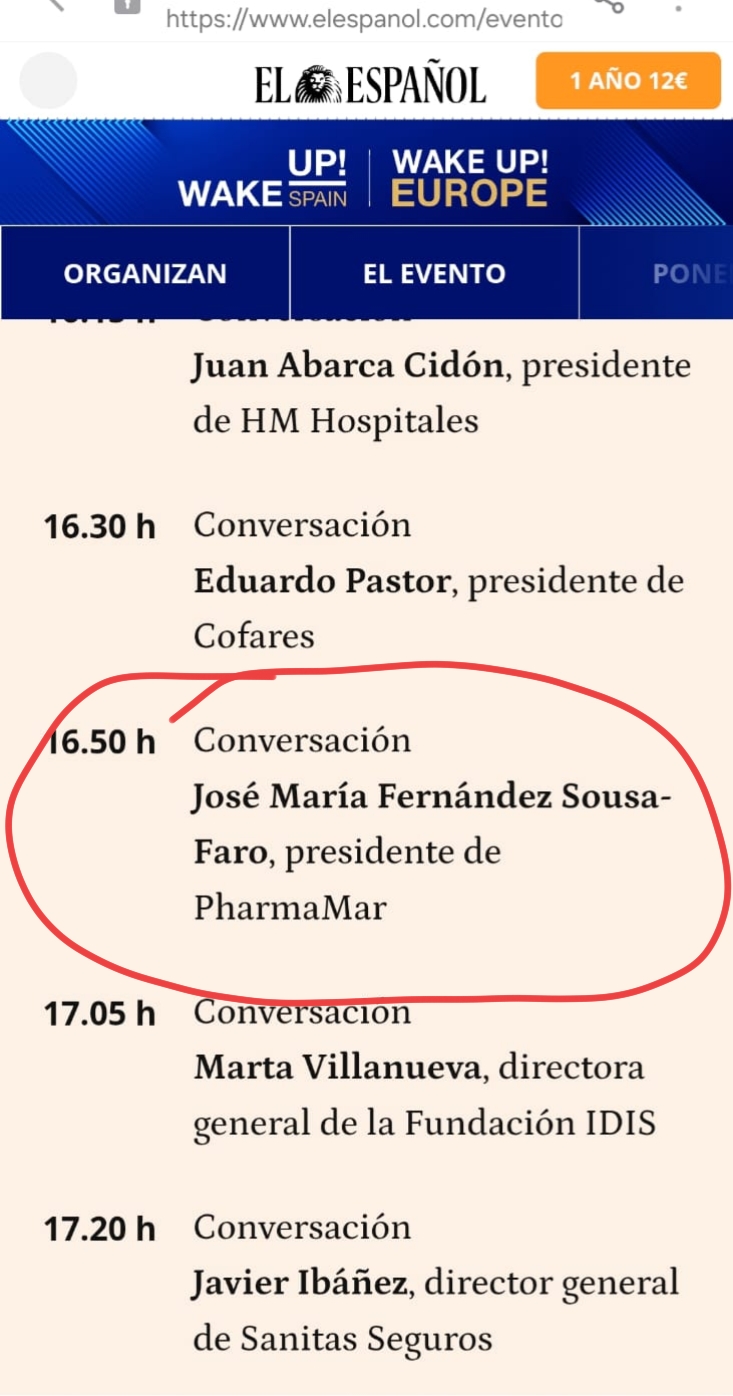 A las 16:50 del día 15 .
Habilitan enlaces en directo de Youtube .
SOUSA en WAKE UP SPAIN