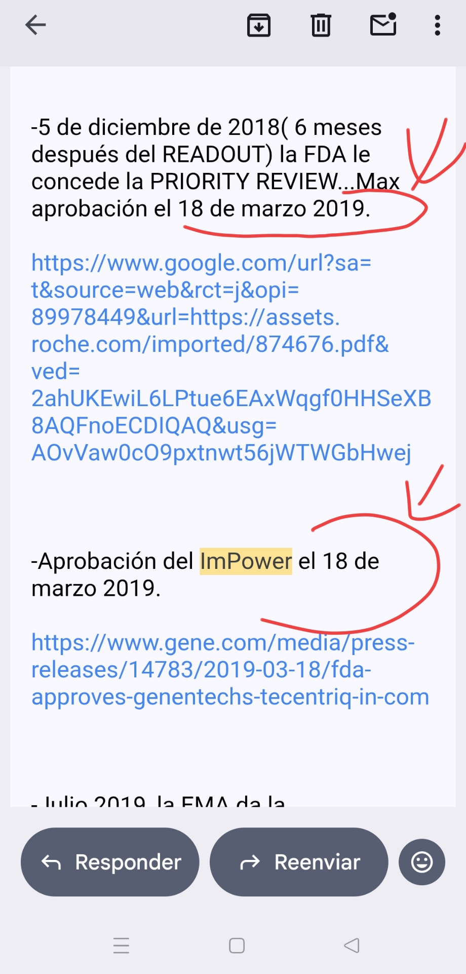 De mis apuntes ...
El ok del Atezo para SCLC fue el mismo día de la fecha PDUFA .
EL MISMO DIA
pongo ya este ejemplo pq es el ensayo de referencia digamos pero puedo poner otros más evidentemente...