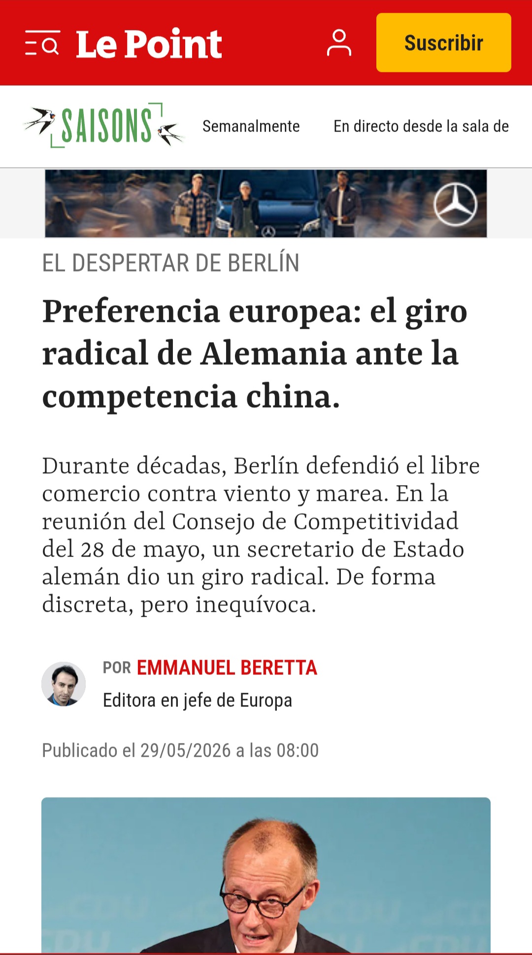 Frank Wetzel no pasará a la historia europea, a pesar de haber sentado una piedra angular crucial con una sola frase: «Alemania acoge con beneplácito el principio de origen europeo». Siete palabras que ya no admiten debate. ¡Cuánto hemos avanzado en tan solo unos meses! En marzo, el embajador alemán ante las instituciones europeas rechazó categóricamente esta idea e intentó movilizar a una veintena de Estados miembros contra la «preferencia europea», un principio fundamental de la IAA, propuesta por Stéphane Séjourné. Ayer, el secretario de Estado alemán no solo acogió con beneplácito el principio, sino que también pidió un " poder ejecutivo " para implementarlo. En otras palabras, abogó por una aplicación uniforme en toda Europa, impidiendo que cada Estado miembro interprete la preferencia europea a su antojo.