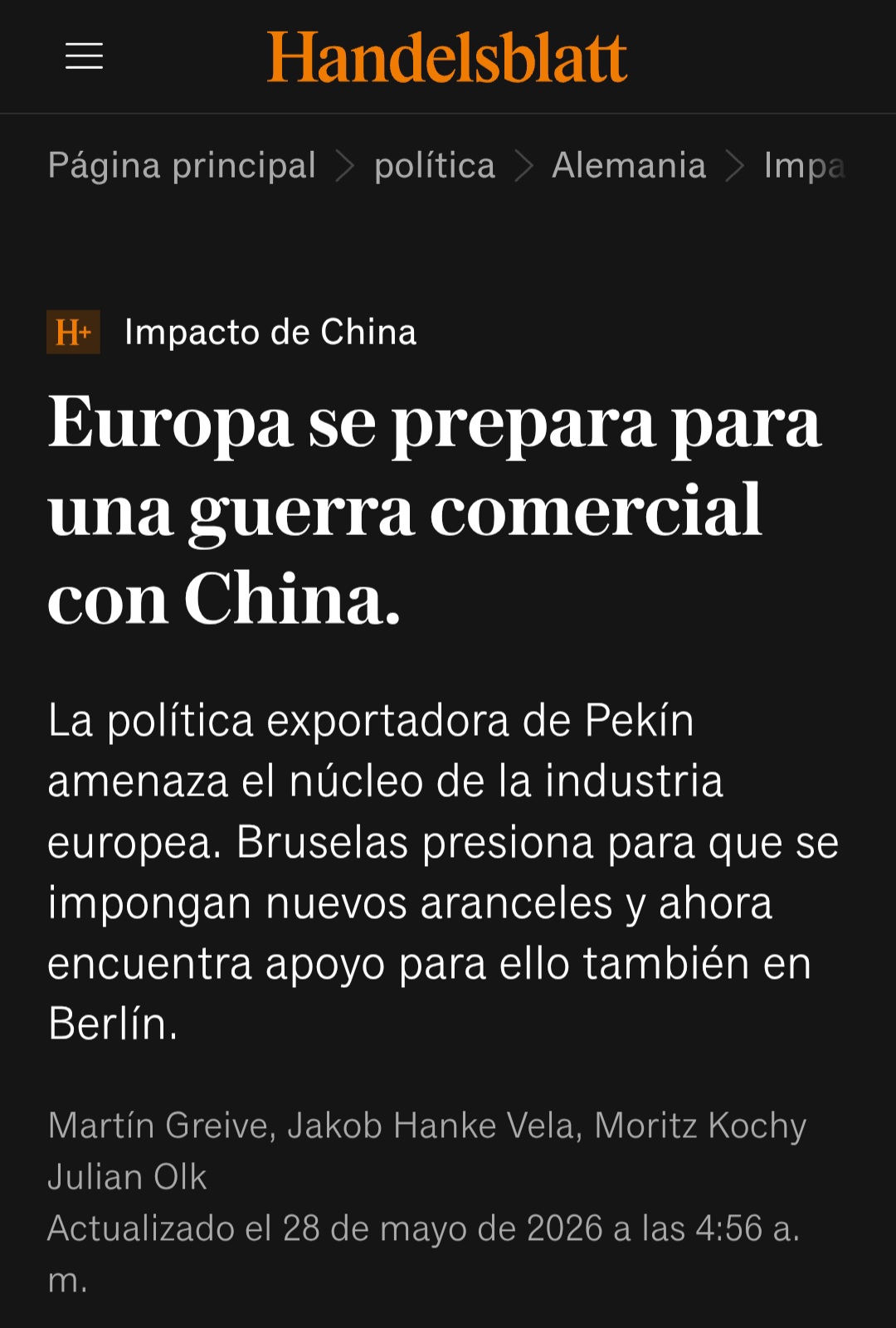 Mañana importante reunión de Comisarios de la UE, parece que Alemania, ahora sí, está dispuesta a apoyar diversas propuestas en sectores clave para defender la industria europea, se habla de:
- Diversificación de fuentes de aprovisionamiento (máximo 60% del mismo país)
- Instrumentos de protección
- Aranceles compensatorios
El informe "Solar " de SolarPower Europe de esta semana pronostica que la UE instalará 521 GWh de almacenamiento adicional de aquí a 2030 (hay 77 GWh actualmente); no hay más de 10 fabricantes europeos y la mayoría son más caros (Alemania, Francia...)
Como anunciamos, END ha contratado al Director de generación y soluciones energeticas de la comercializadora energética independiente más importante de Extremadura.