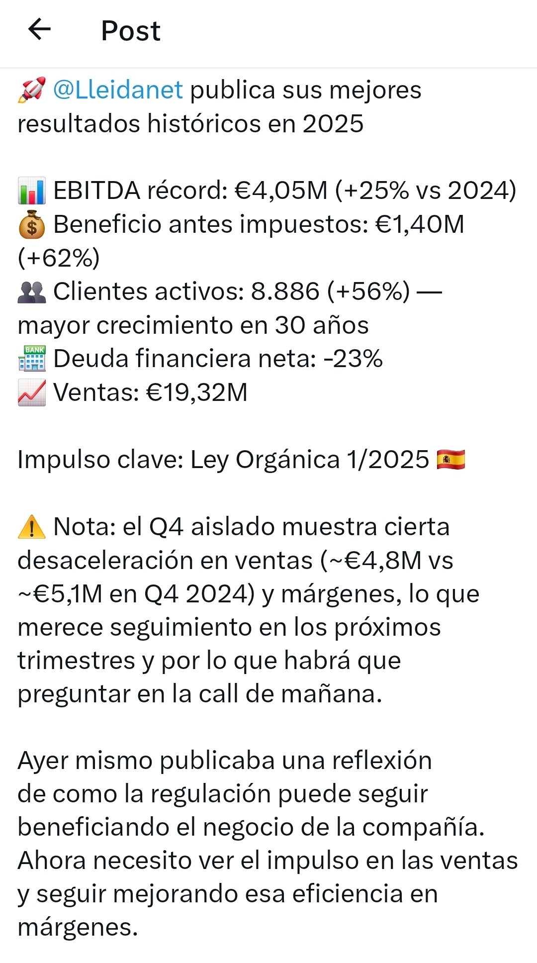 grafico de la accion Lleidanetworks