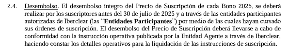 Venga, me voy a leer el contrato.
El dia de desembolso es el dia anterior a los resultados. 30 de julio