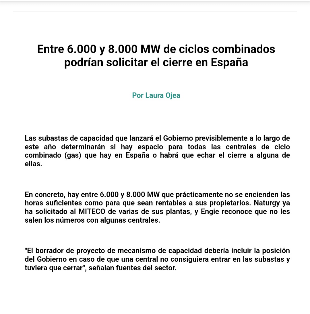 Anunciaron cierres por la mayor producción de renovables y aquí aparece reflejado en esta noticia.
