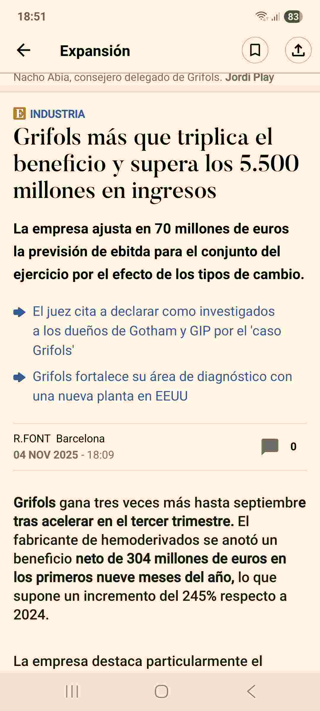 grafico de la accion Grifols A