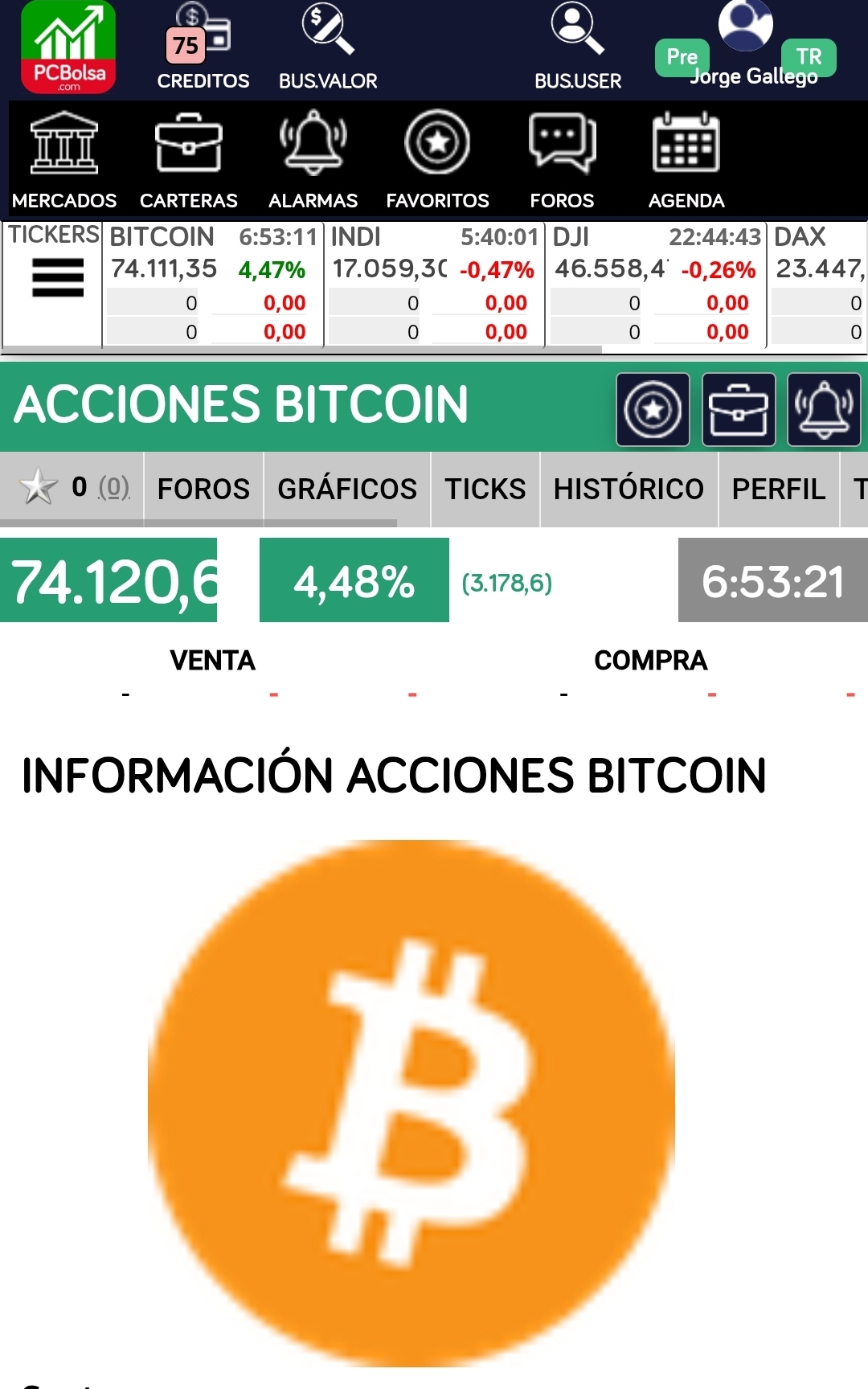 grafico de la accion Vanadi Coffee