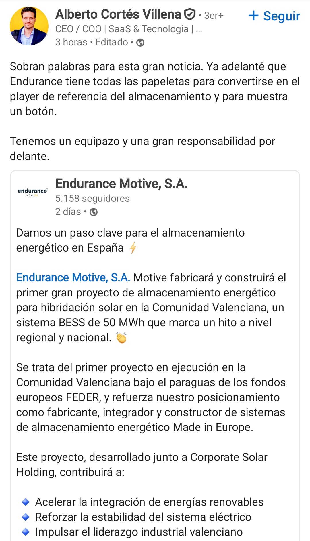 grafico de la accion Endurance Motive